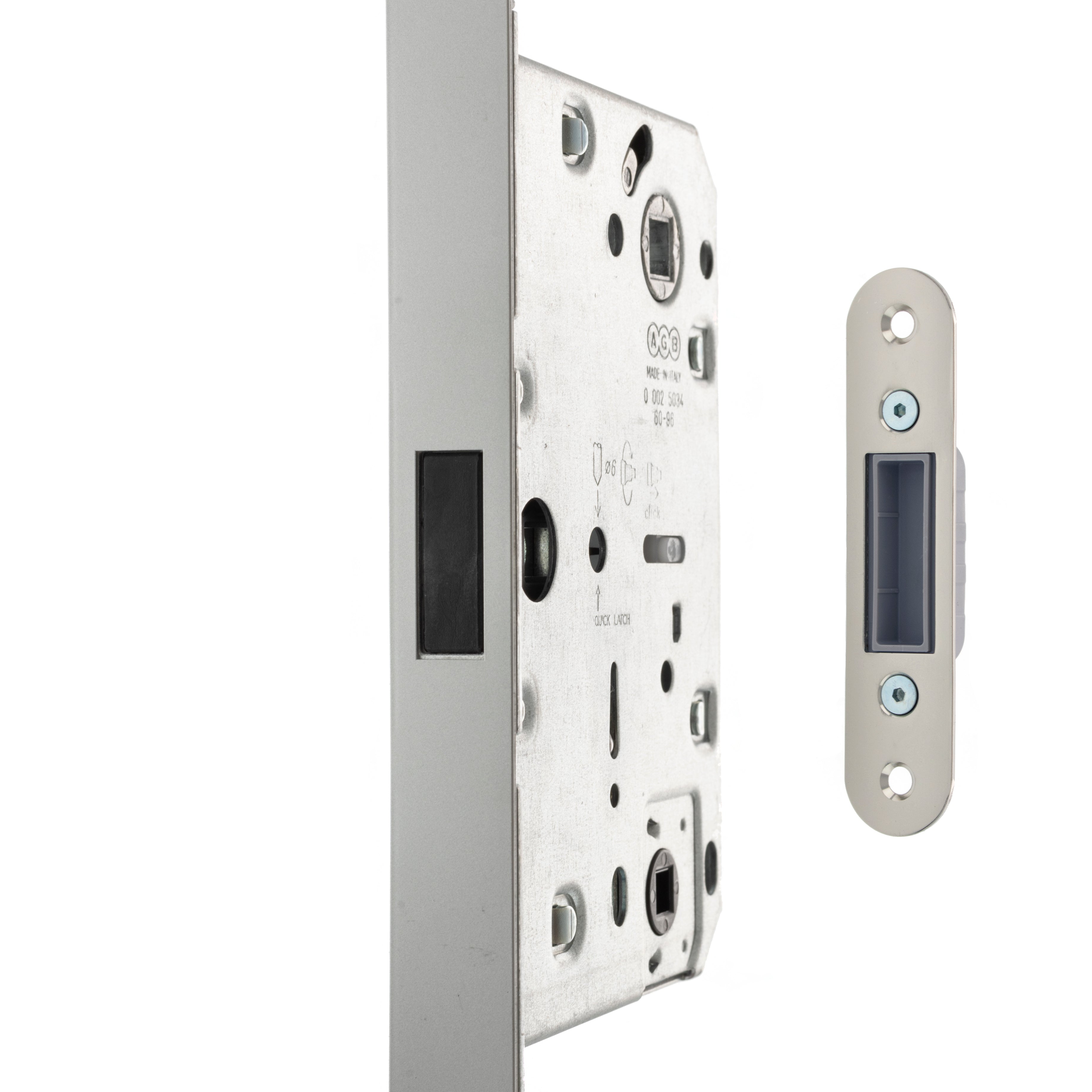 AGB Revolution XT Magnetic Bathroom Lock 60mm backset - Satin Chrome