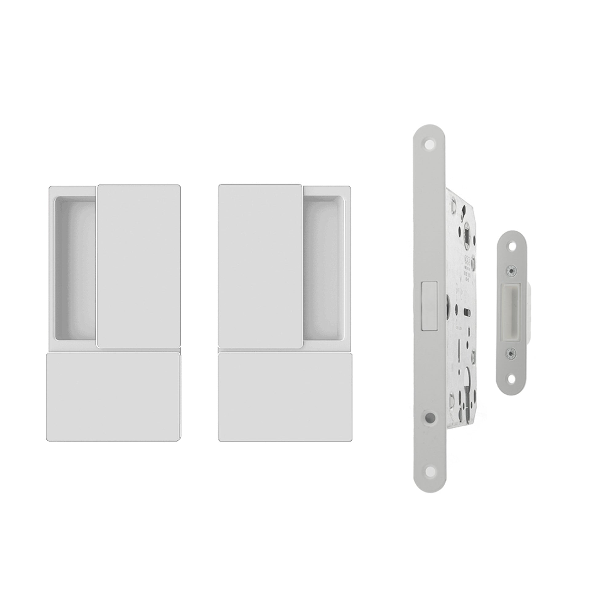 AGB Wave Flush Door Handle & Euro Profile Lock Set - White