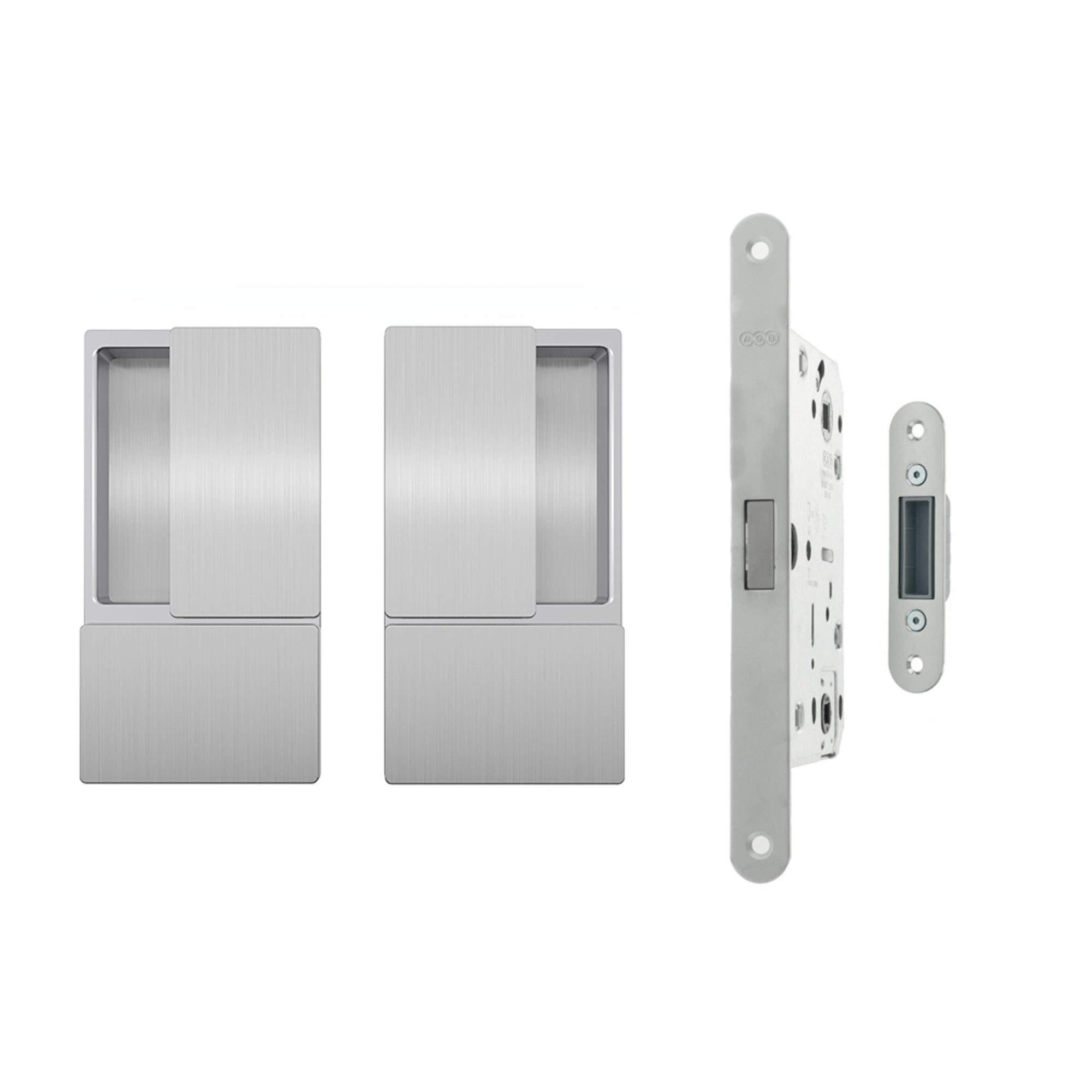 AGB Wave Flush Door Handle & Latch Set - Satin Chrome