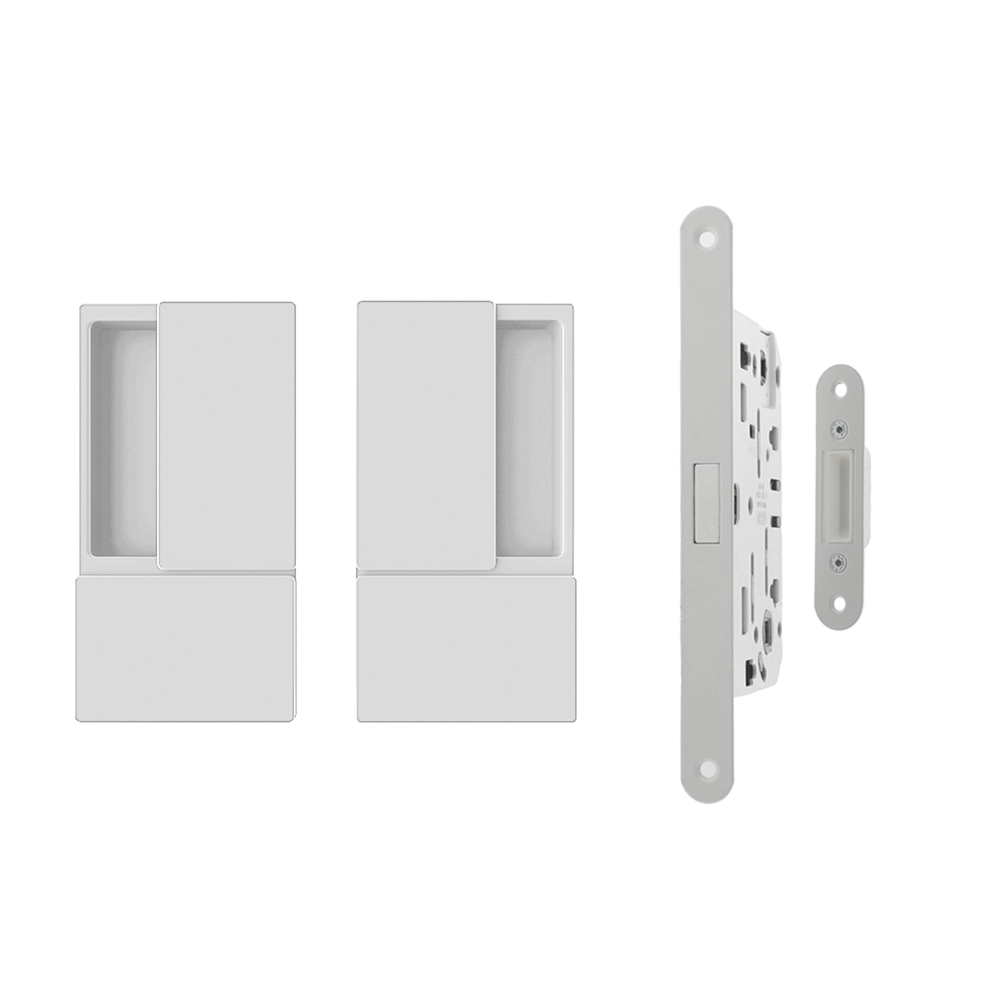 AGB Wave Flush Door Handle & Latch Set - White