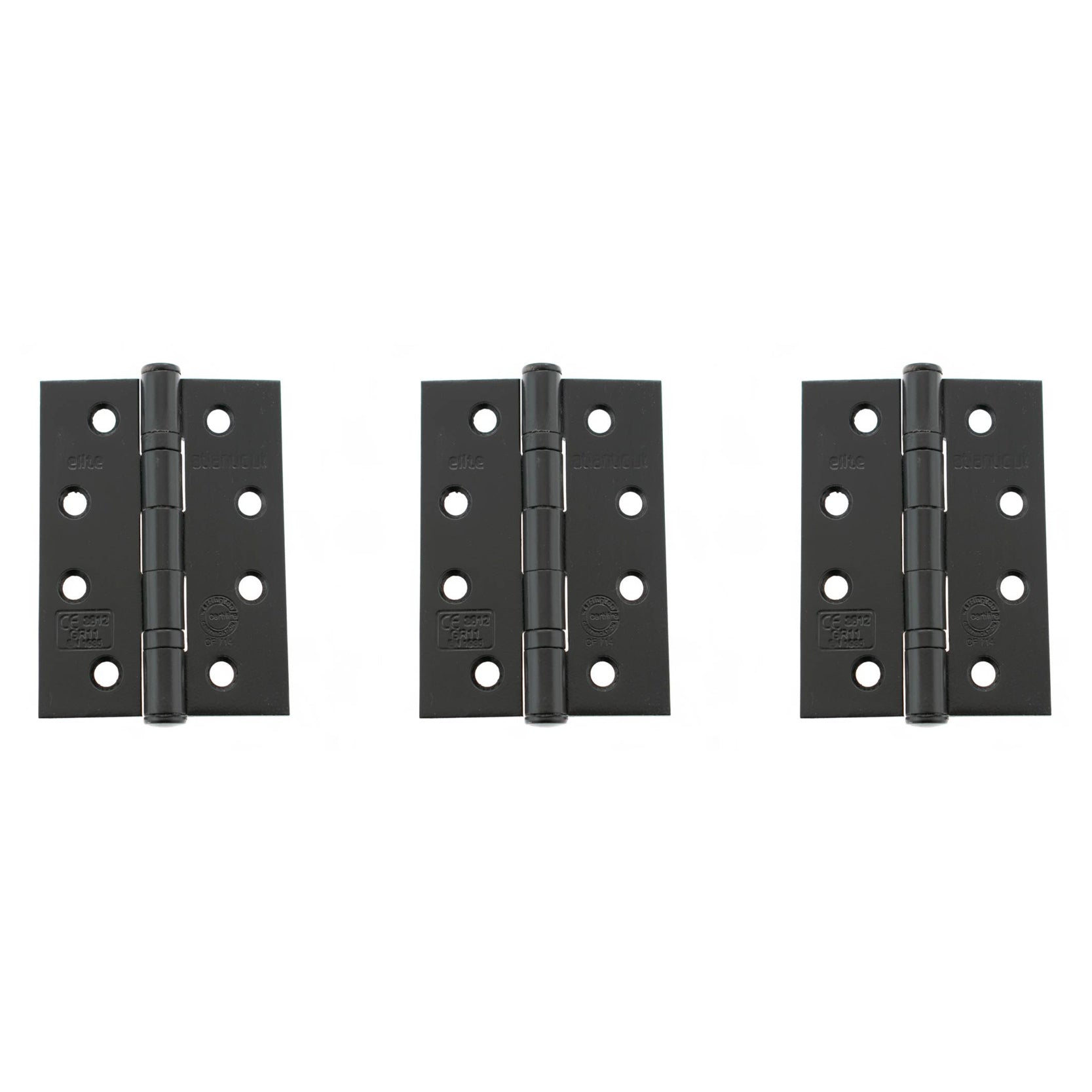 Atlantic Ball Bearing Hinges Grade 11 Fire Rated 4" x 3" x 2.5mm set of 3 - Matt Black