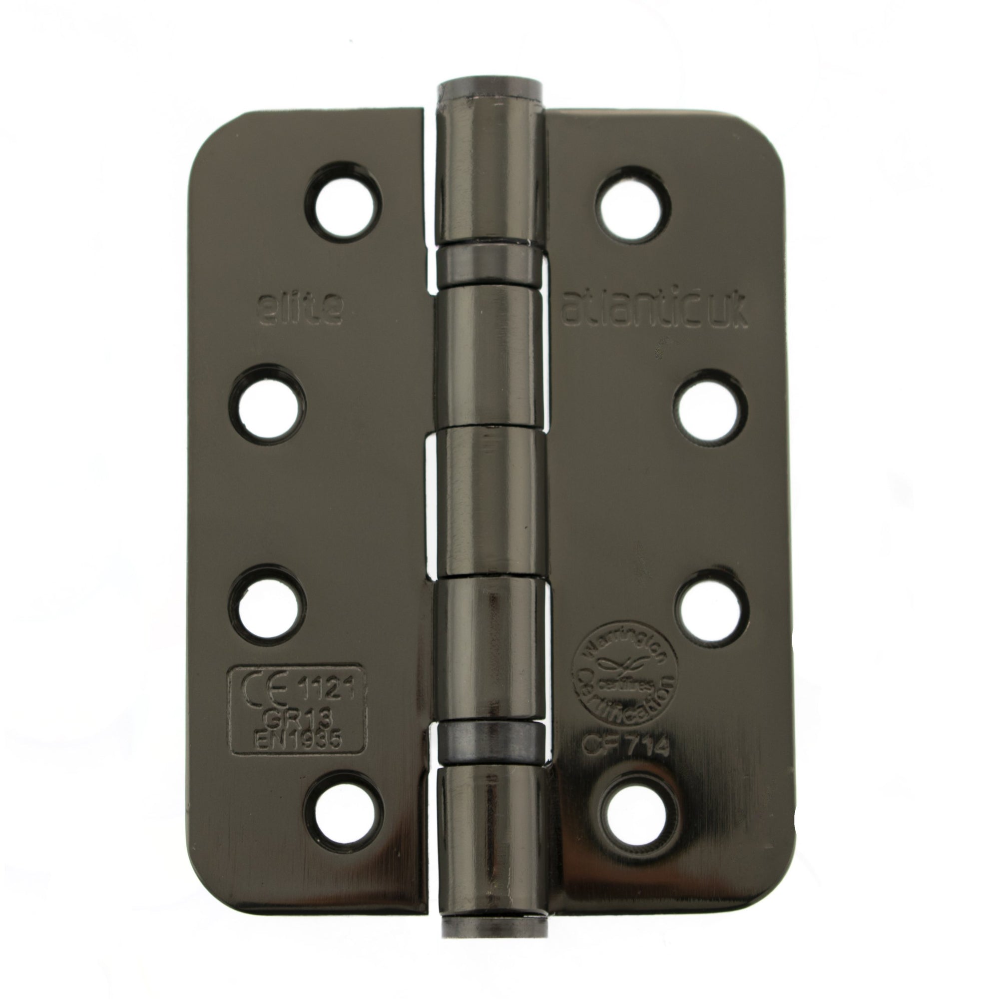 Atlantic Radius Corner Ball Bearing Hinges Grade 13 Fire Rated 4" X 3" X 3mm - Black Nickel