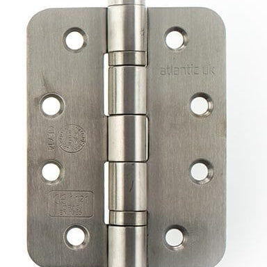 Atlantic Radius Corner Ball Bearing Hinges Grade 13 Fire Rated 4" X 3" X 3mm - Satin Stainless Steel