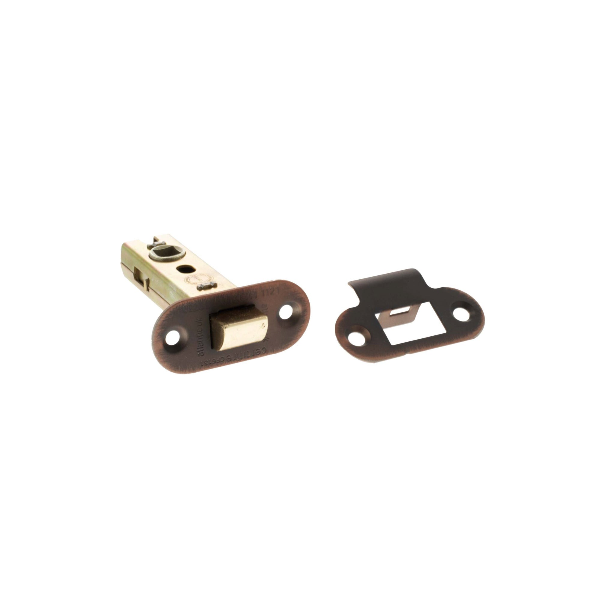 Atlantic Fire-Rated CE Marked Bolt Through Tubular Radius Latch 3" - Antique Copper