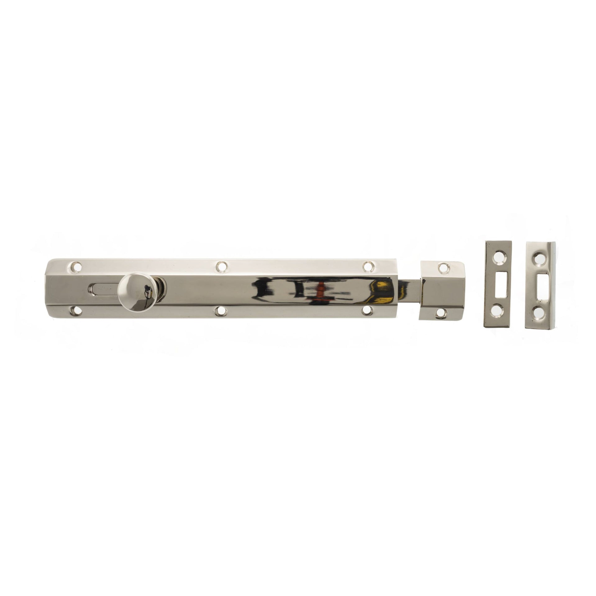 Atlantic Solid Brass Surface Door Bolt 8" - Polished Nickel