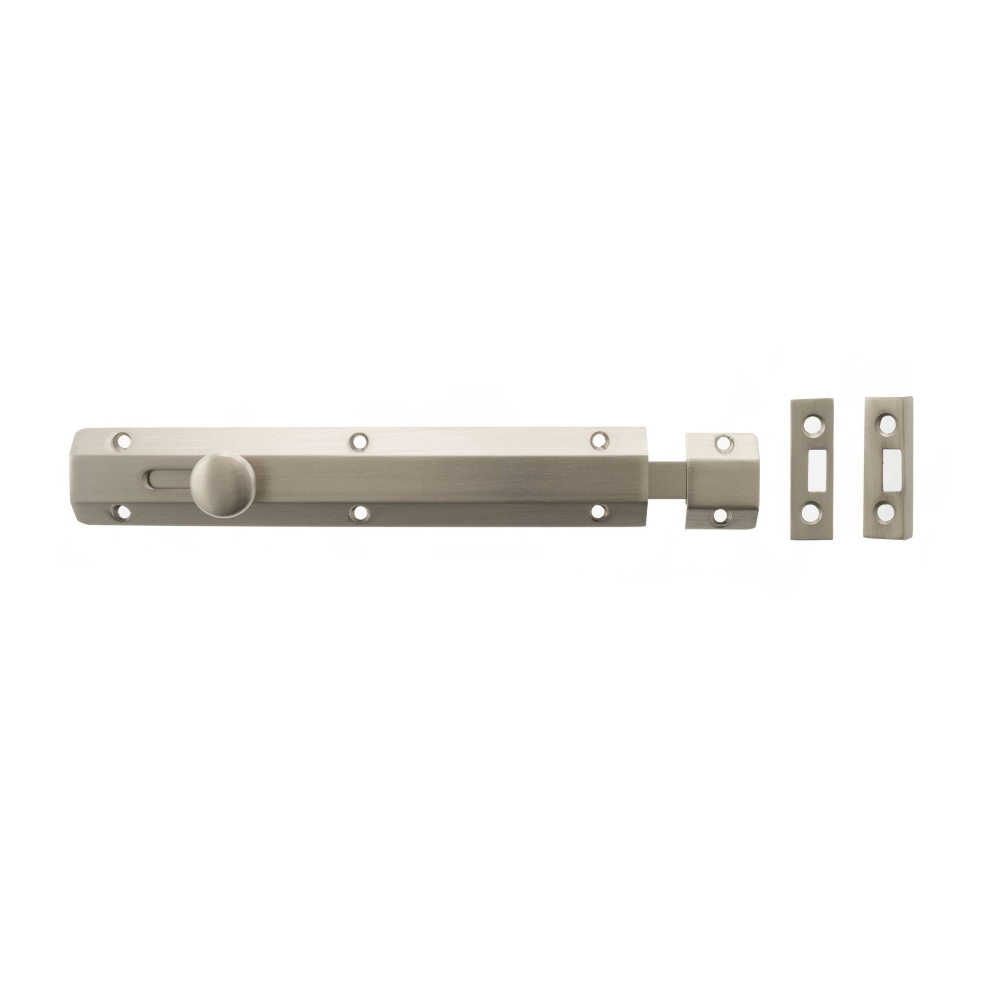 Atlantic Solid Brass Surface Door Bolt 8" - Satin Nickel