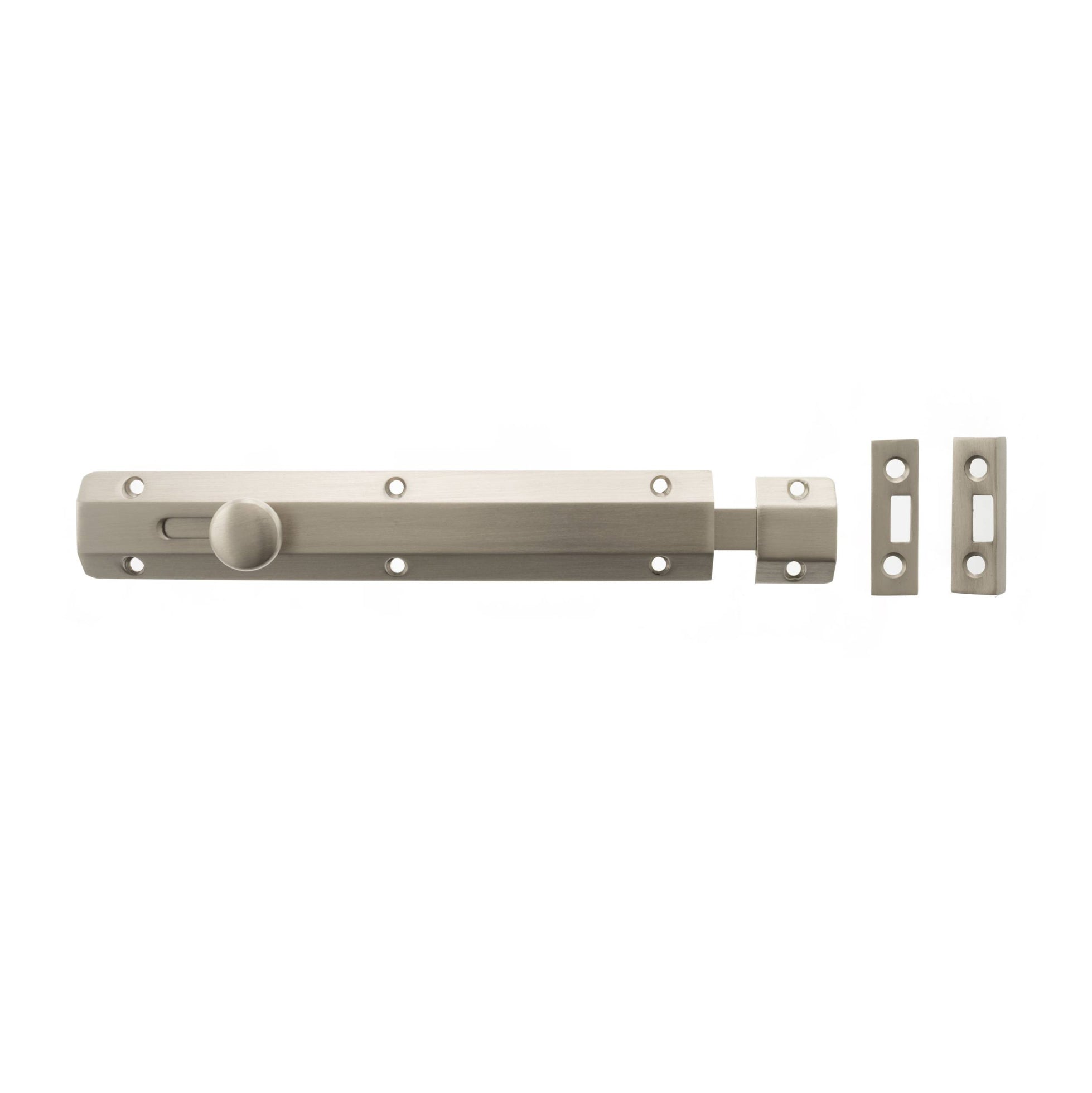 Atlantic Solid Brass Surface Door Bolt 8" - Satin Nickel