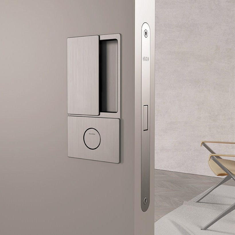 AGB Wave Flush Door Handle & Bathroom Lock Set