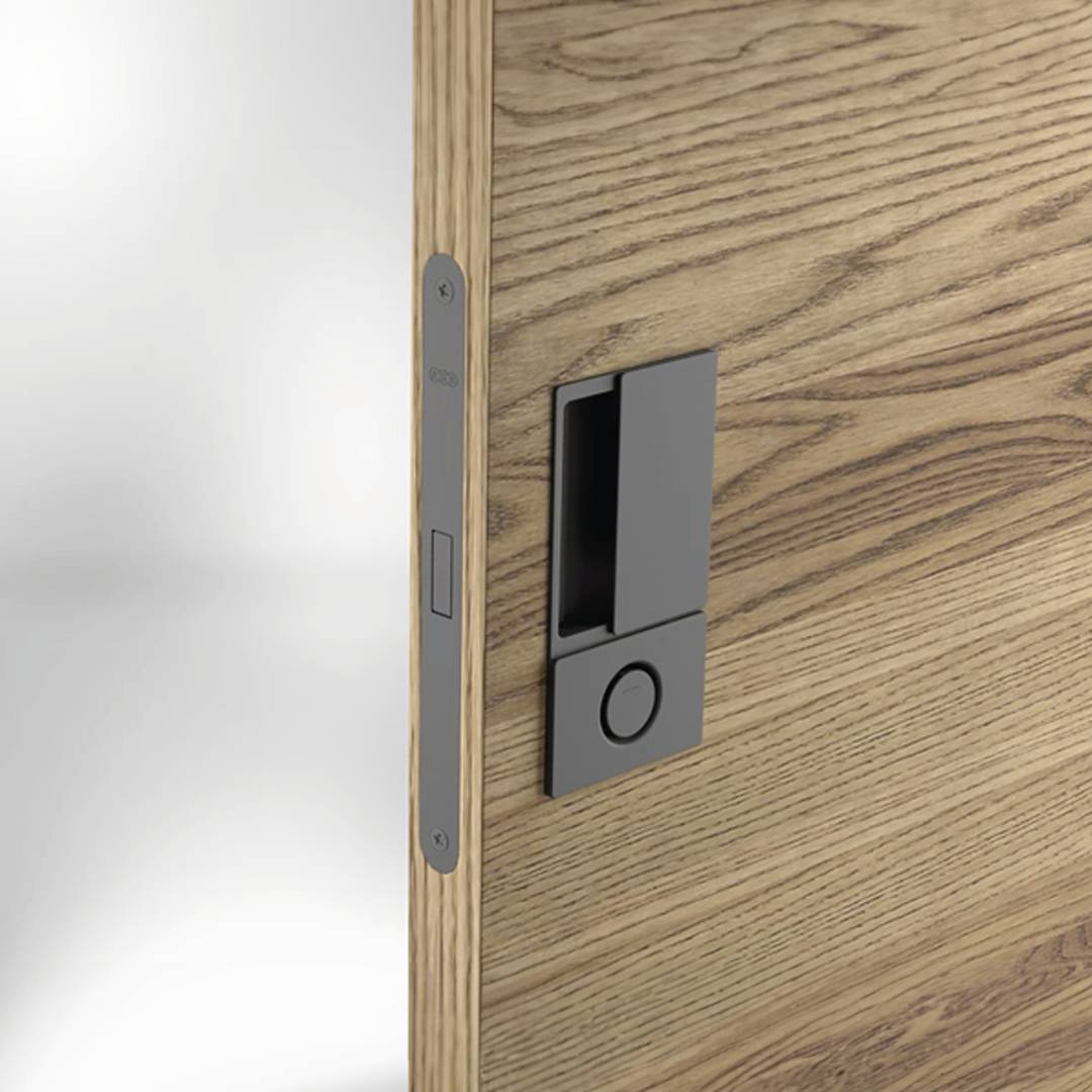 AGB Wave Flush Door Handle & Bathroom Lock Set