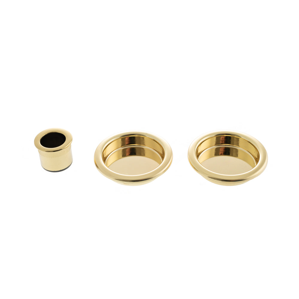 AGB Sliding Door Flush Pull Round - Polished Brass