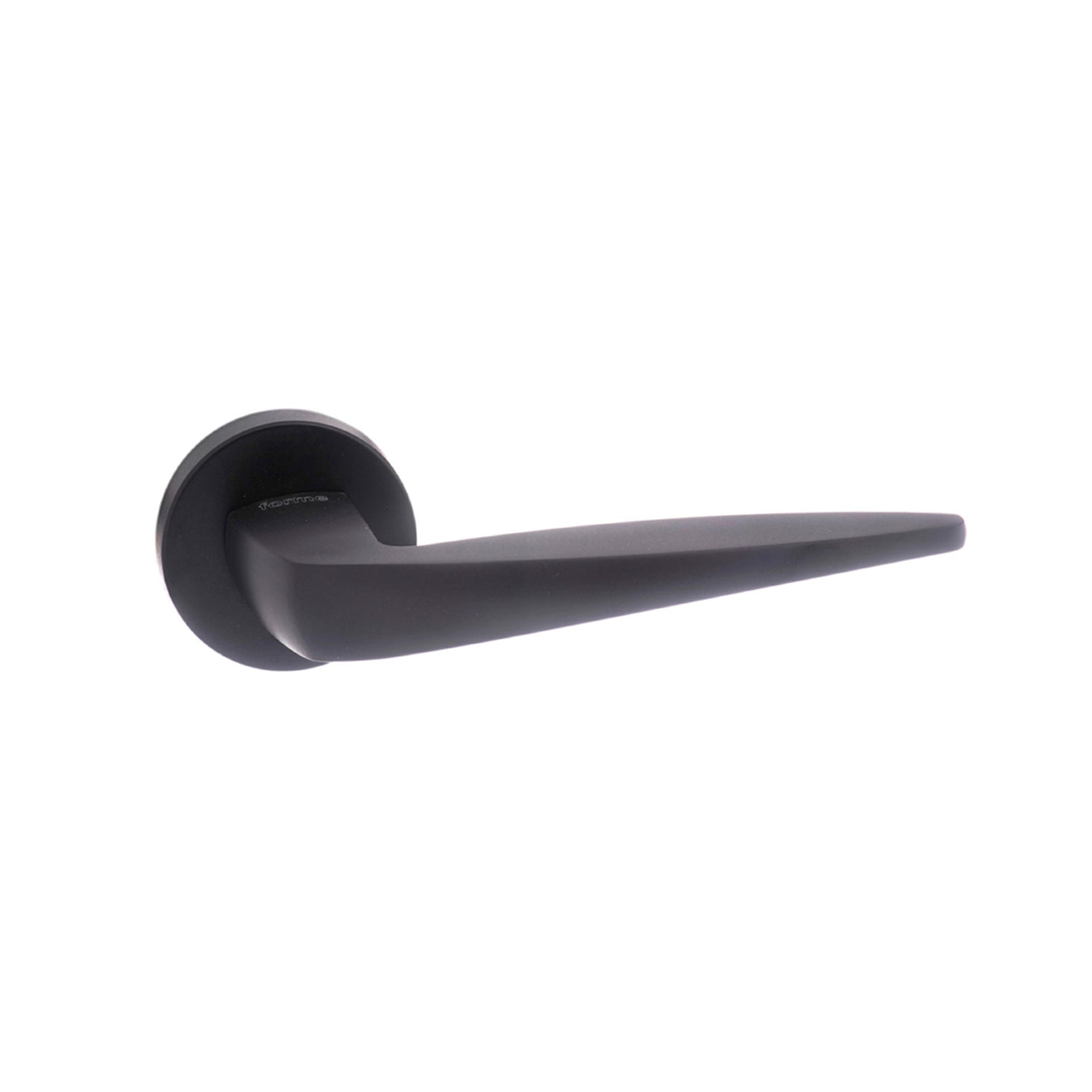 Forme Foglia Lever Door Handle on Minimal Round Rose - Matt Black