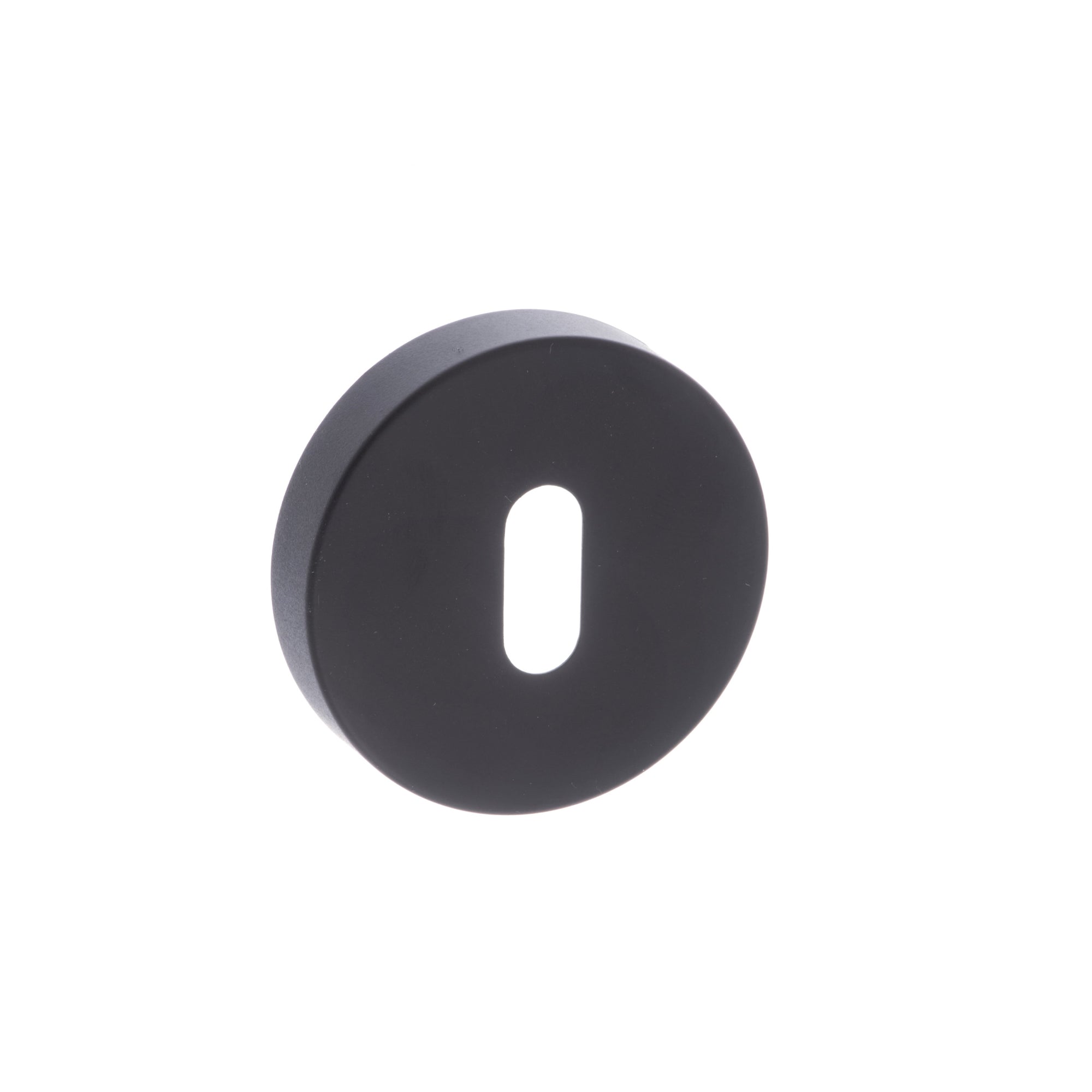 Forme Key Escutcheons on Minimal Round Rose - Matt Black