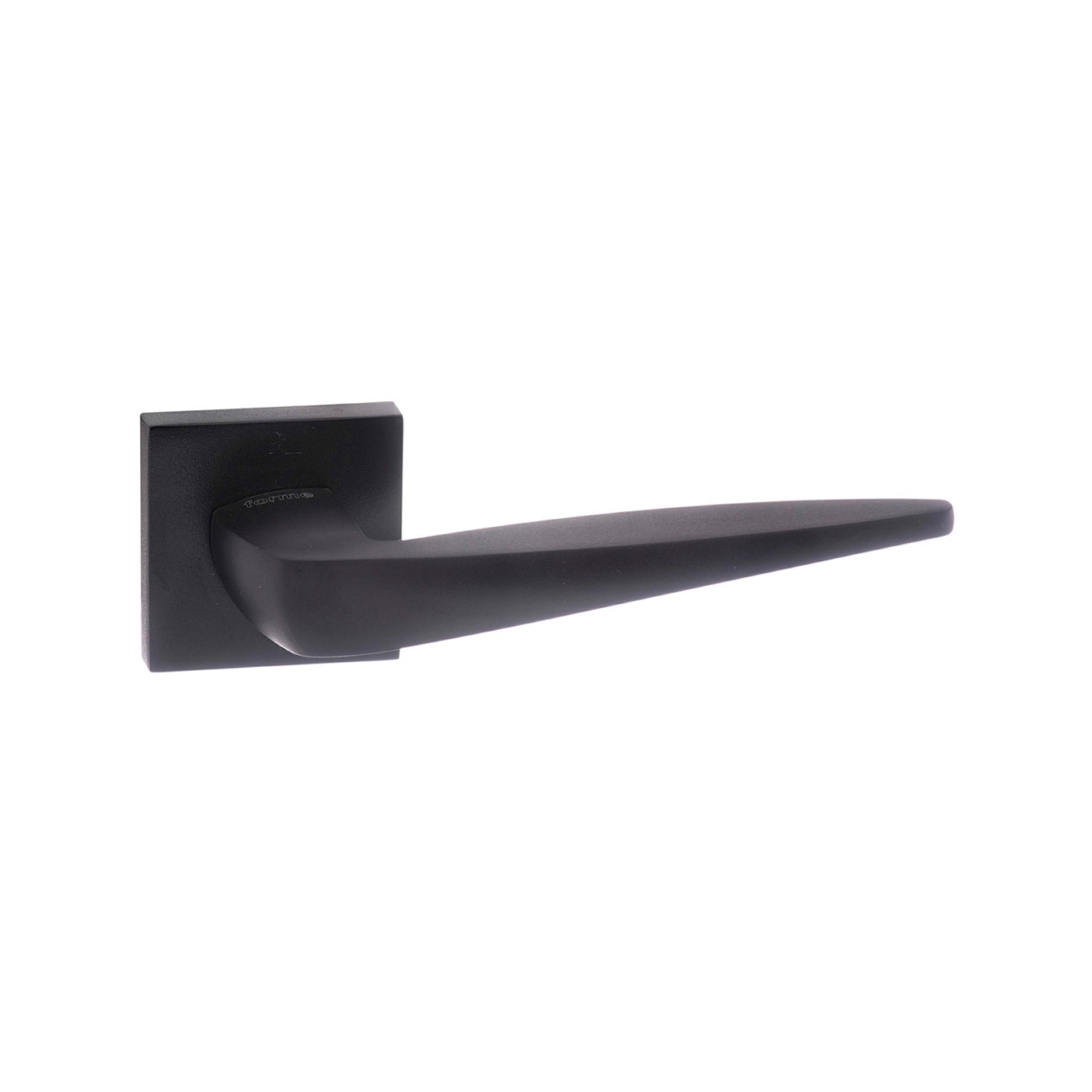 Forme Foglia Lever Door Handle on Minimal Square Rose - Matt Black