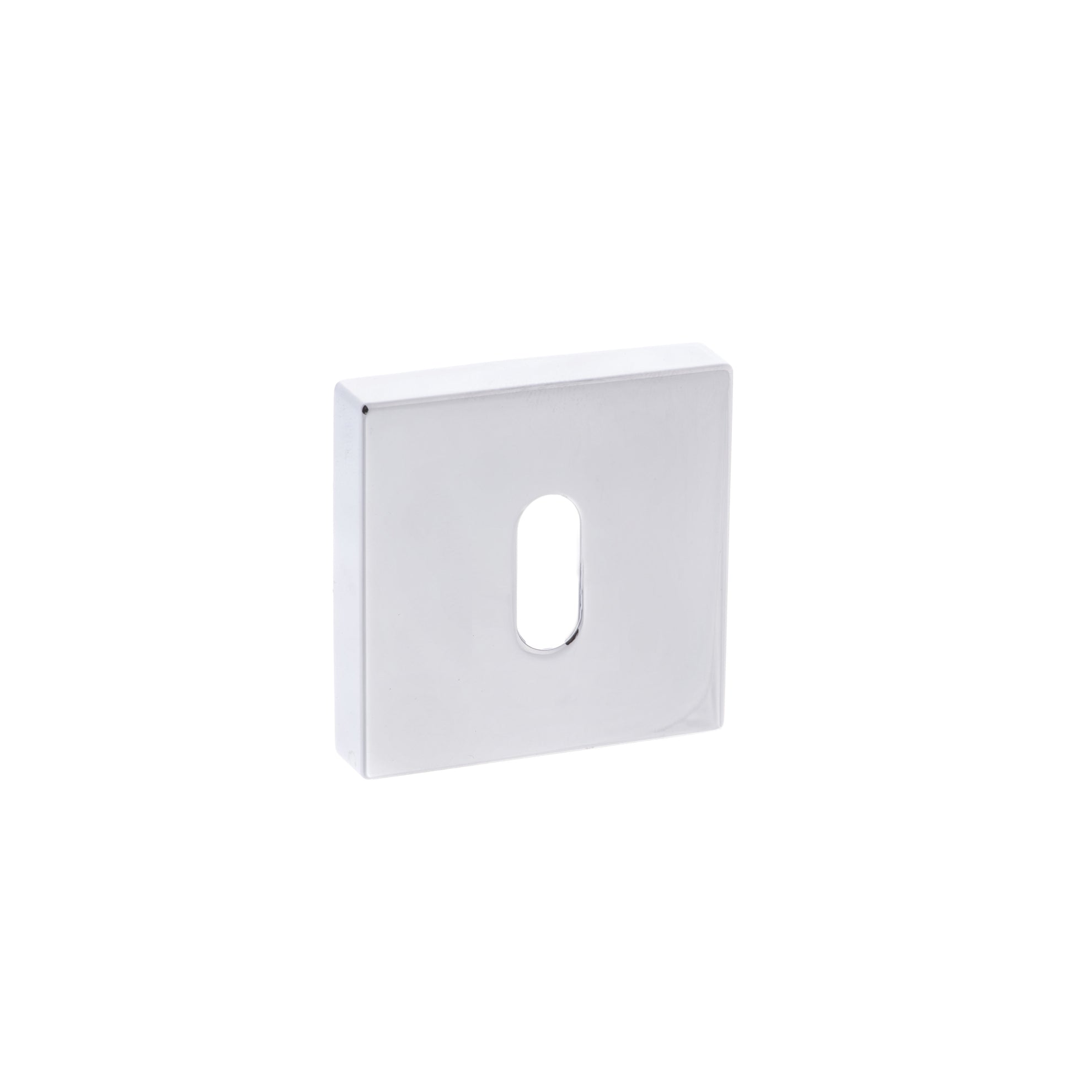 Forme Key Escutcheons on Minimal Square Rose - Polished Chrome