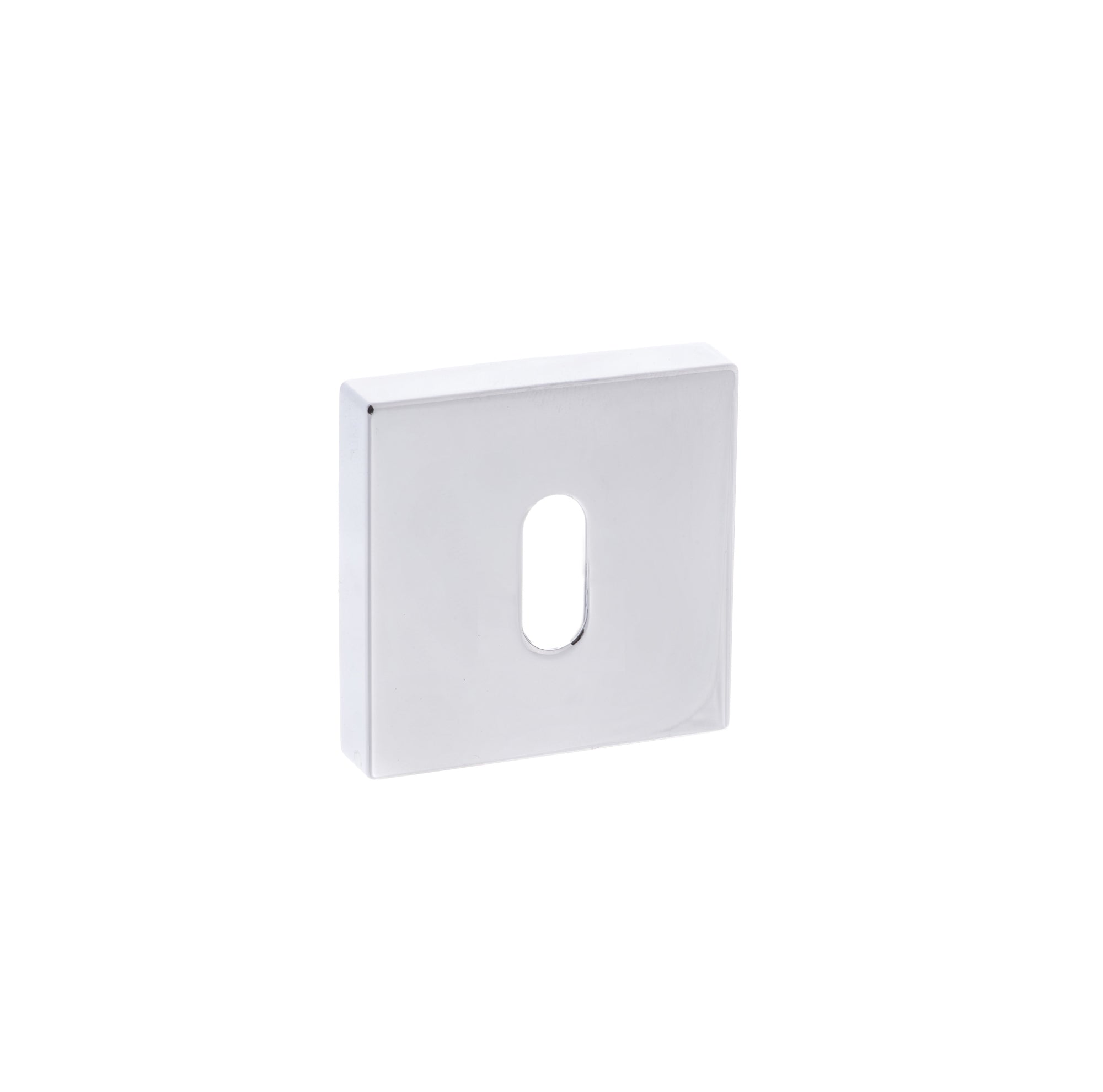 Forme Key Escutcheons on Minimal Square Rose - Polished Chrome