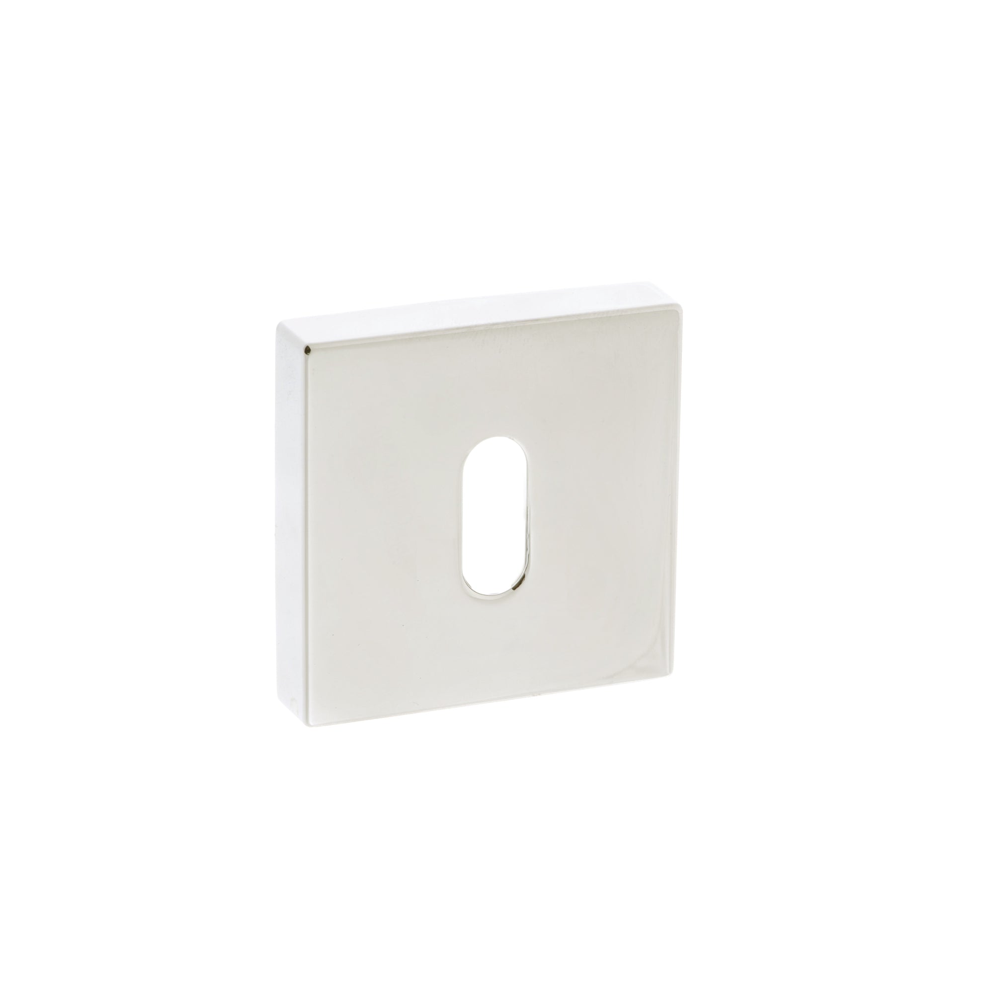Forme Key Escutcheons on Minimal Square Rose - Polished Nickel