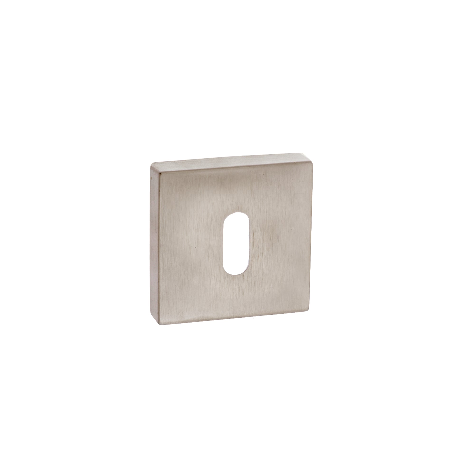 Forme Key Escutcheons on Minimal Square Rose - Satin Nickel