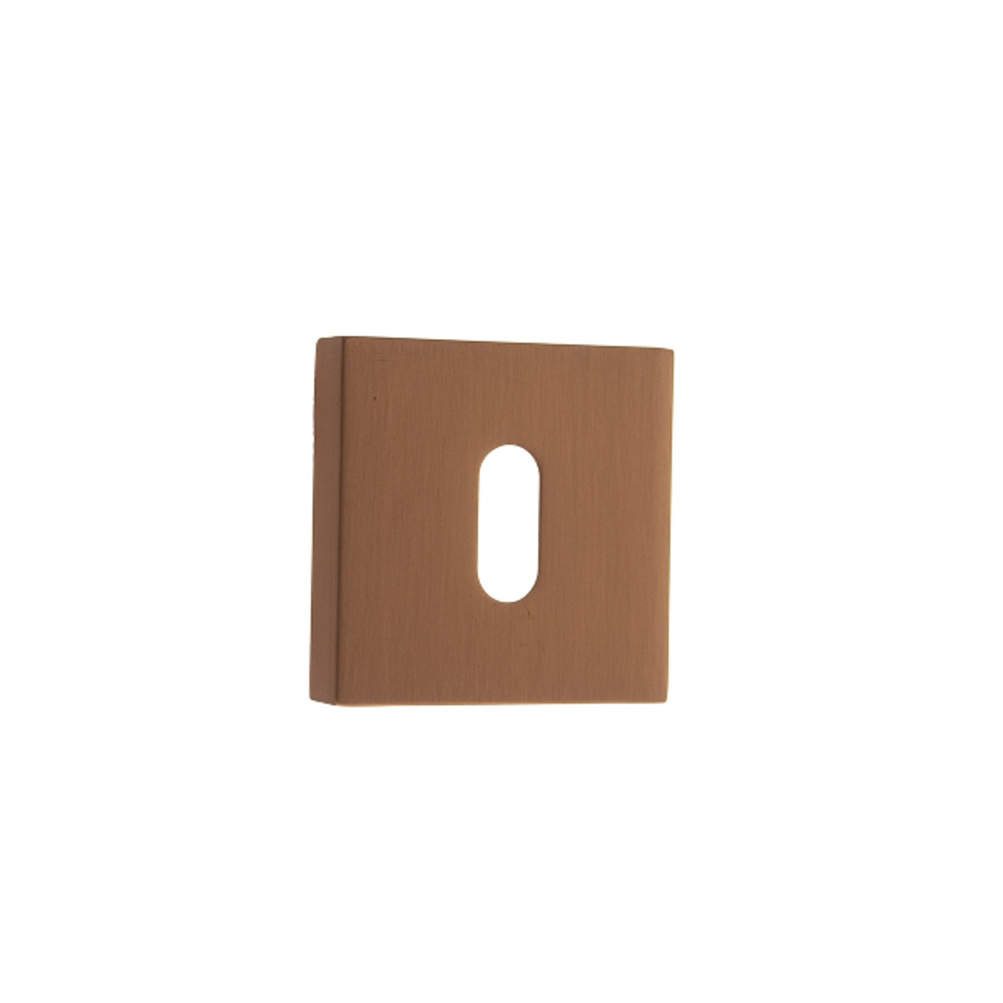 Forme Key Escutcheons on Minimal Square Rose - Urban Satin Copper