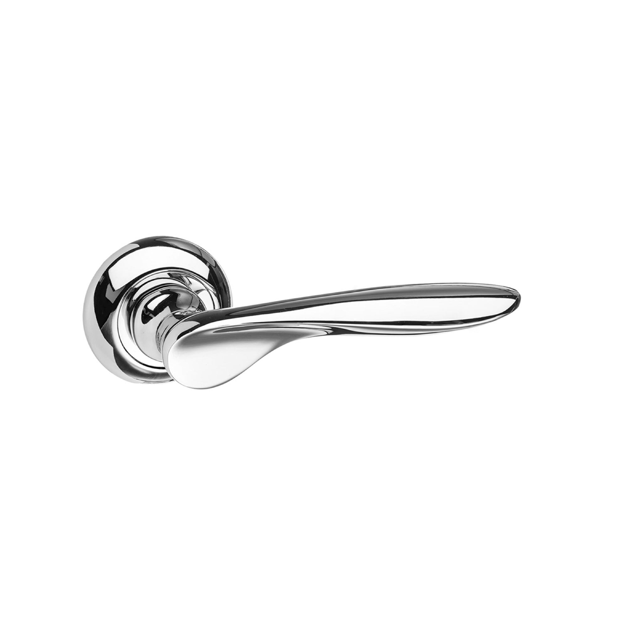 Mediterranean Malta Lever Door Handle on Round "C" Rose - Polished Chrome