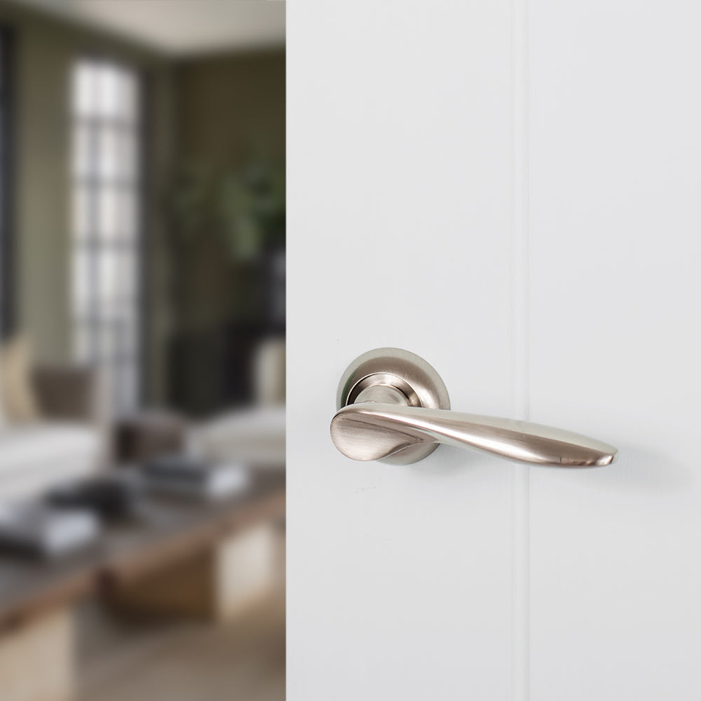 Mediterranean Malta Lever Door Handle on Round "C" Rose