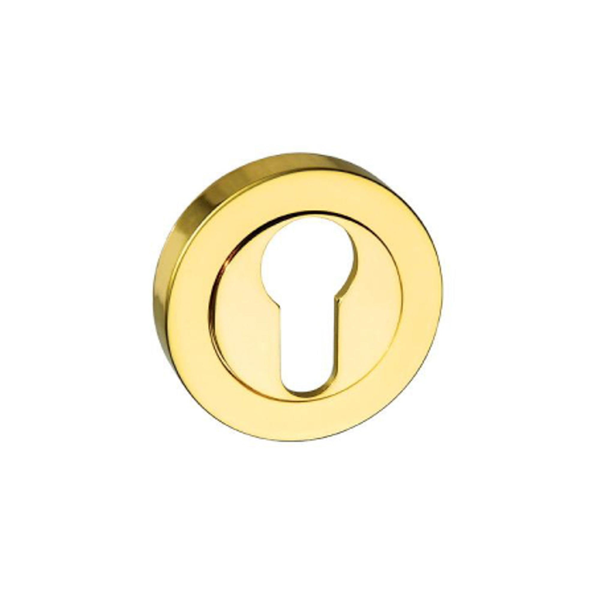 Mediterranean Euro Escutcheons on Round Rose - Polished Brass