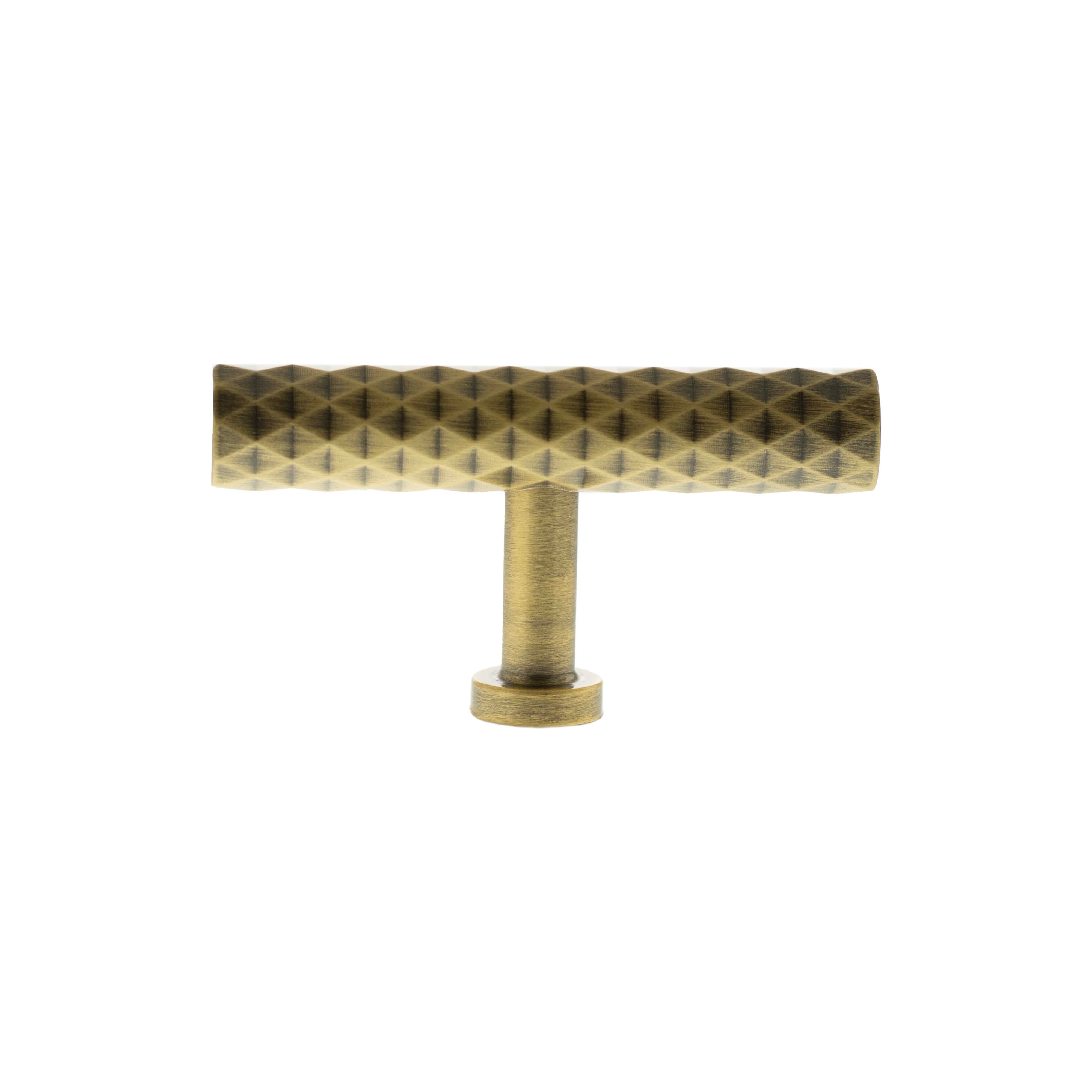 Millhouse Brass Chrysler Diamond T-Bar Cabinet Knob Handle - Antique Brass