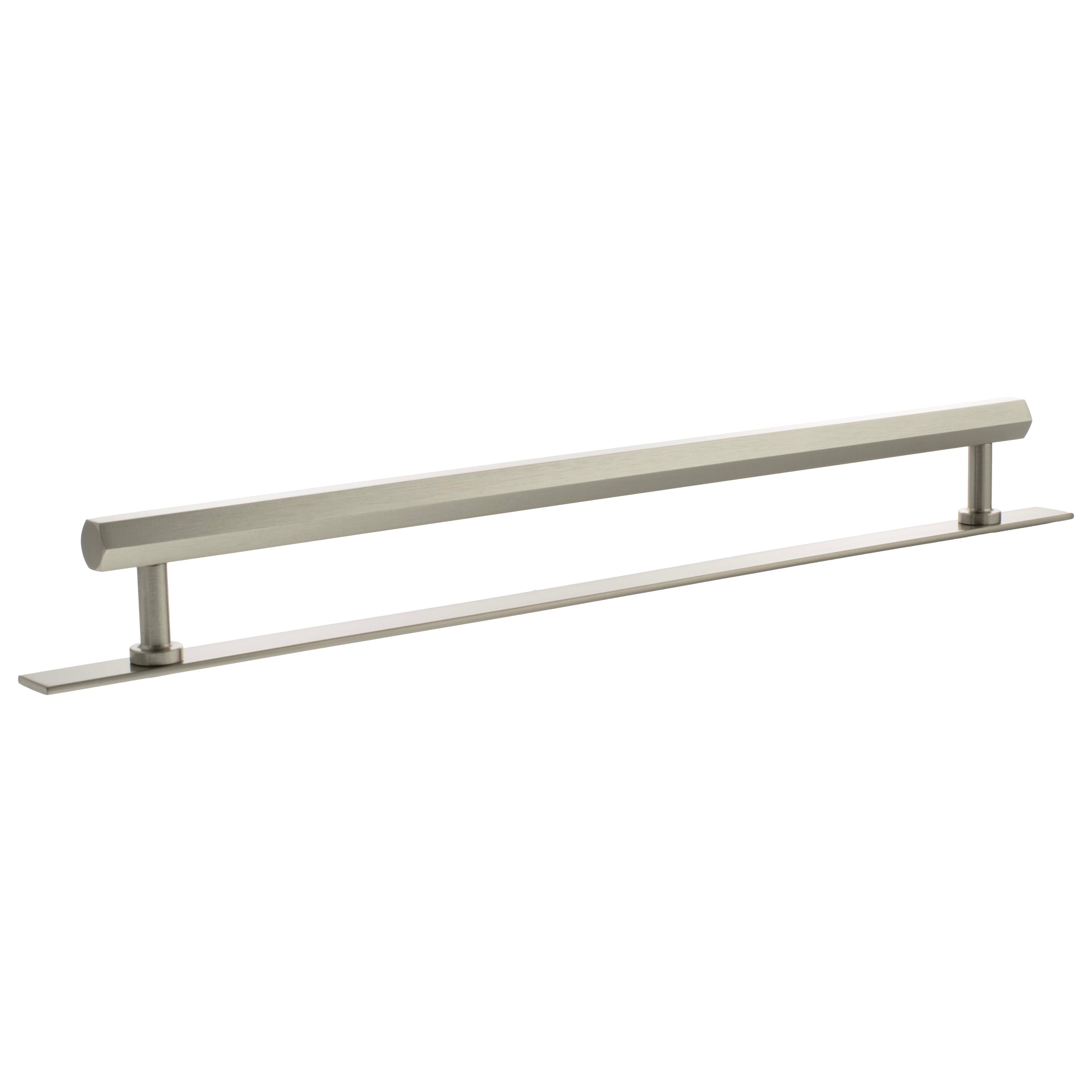 Millhouse Brass Pennington Hexagonal T-Bar Cabinet Pull Handle on Backplate 320mm - Satin Nickel