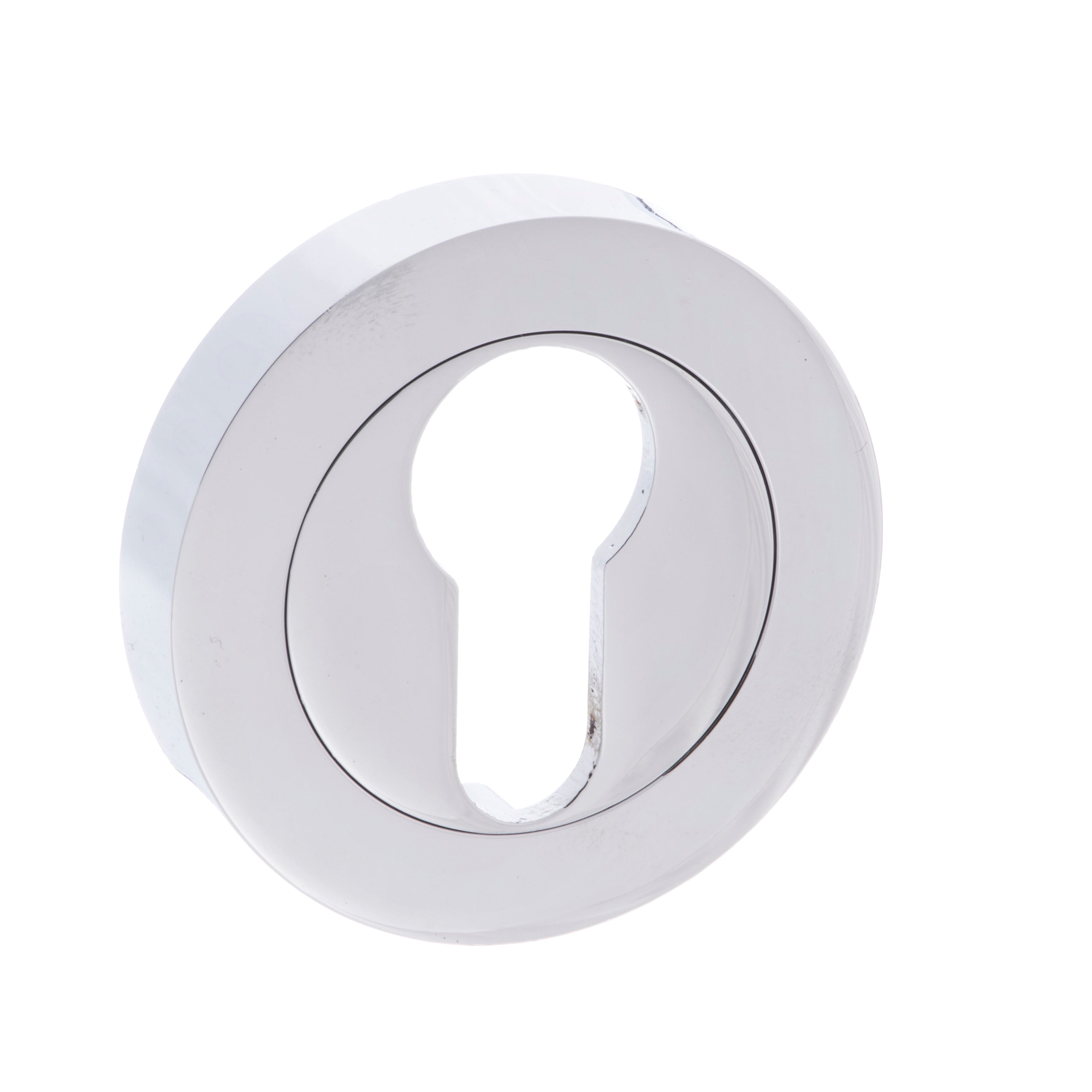 Millhouse Brass Euro Escutcheons on Round Rose - Polished Chrome