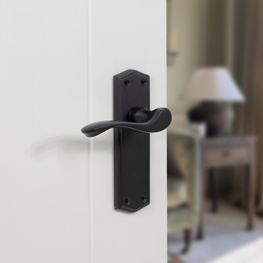 Old English Warwick Latch Lever Door Handle on Backplate