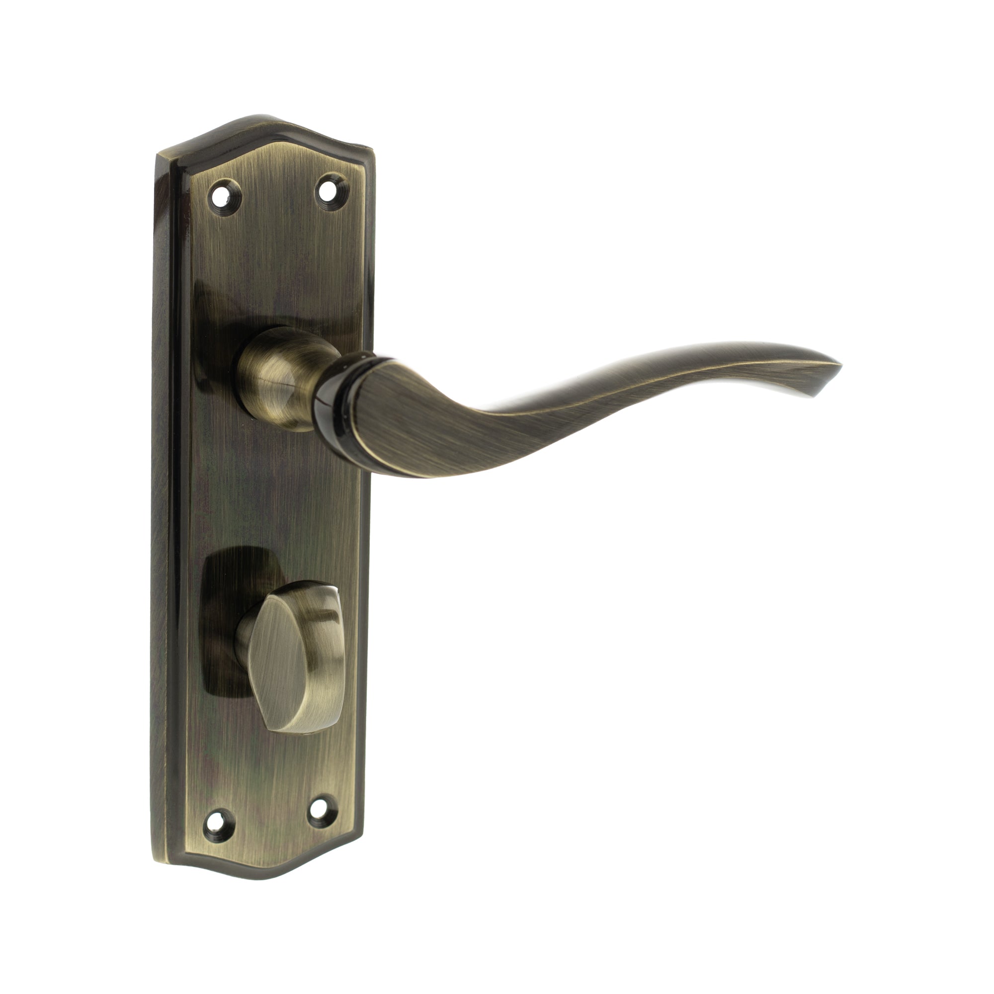 Old English Warwick WC Lever Door Handle on Backplate - Antique Brass