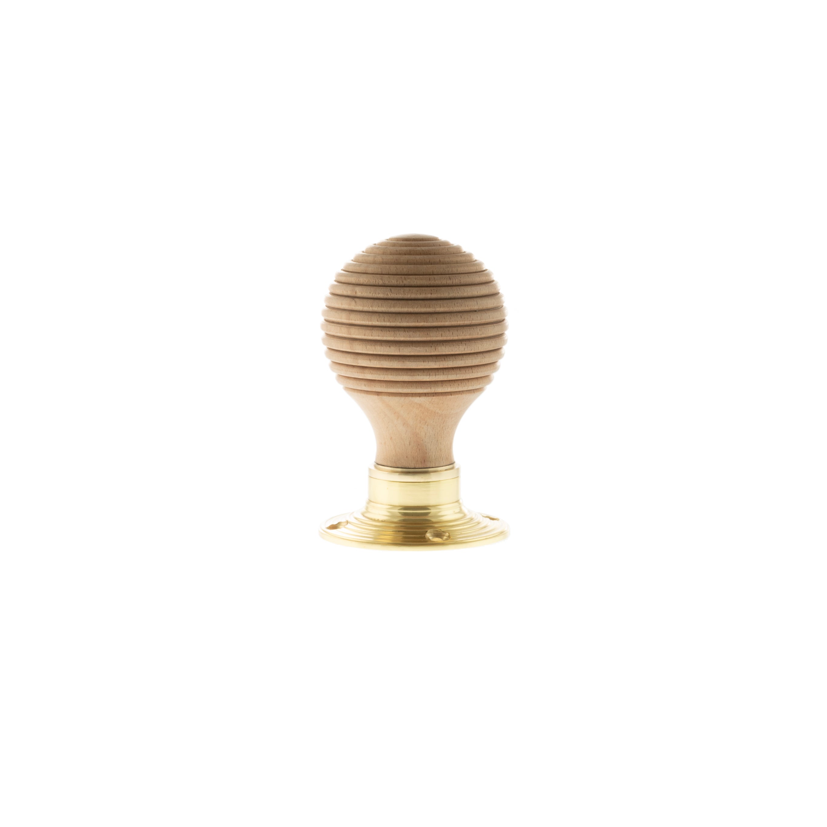 Old English Bridlington Wood Reeded Beehive Door Knob on Face Fix Rose