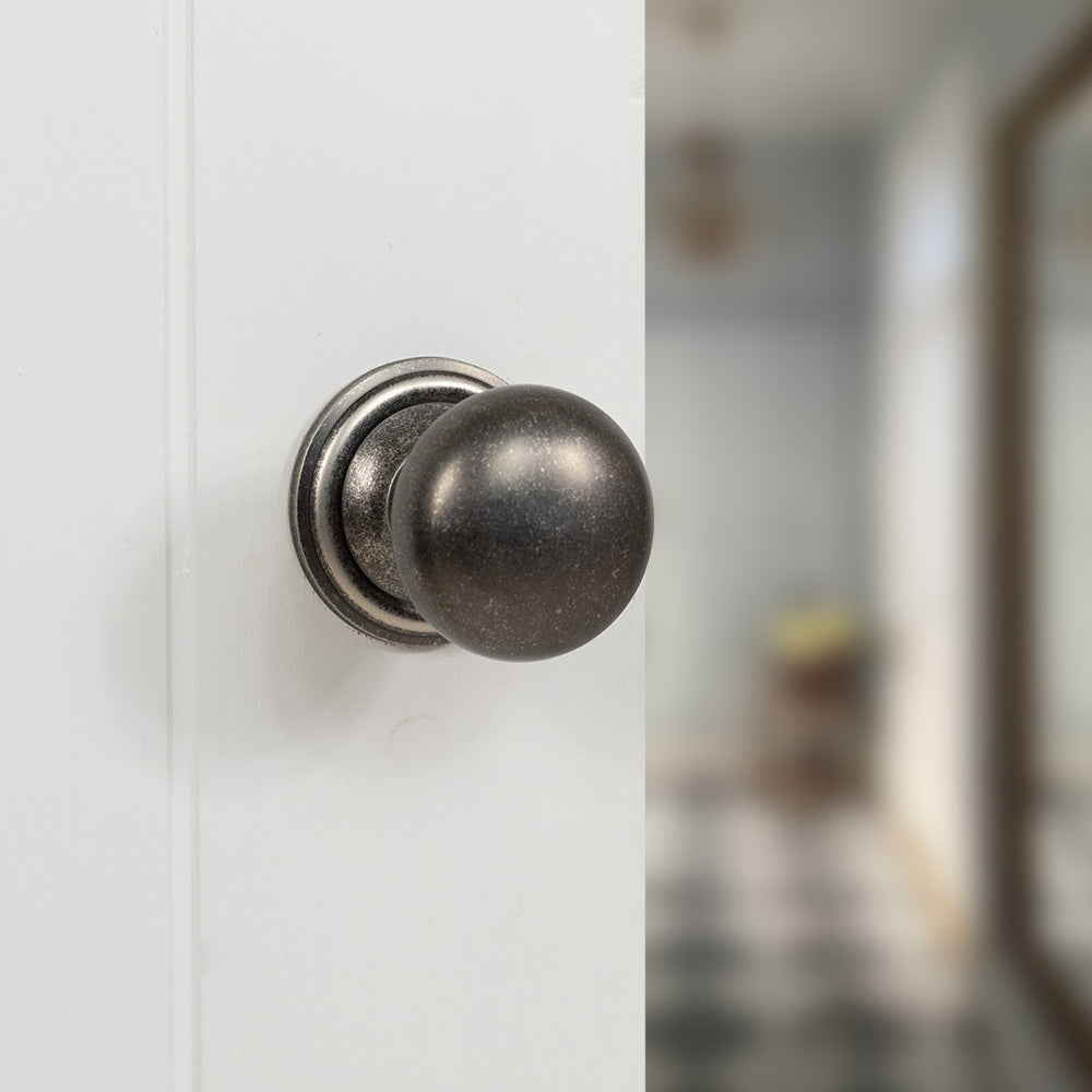 Old English Harrogate Solid Brass Mushroom Mortice Knob on Concealed Fix Rose