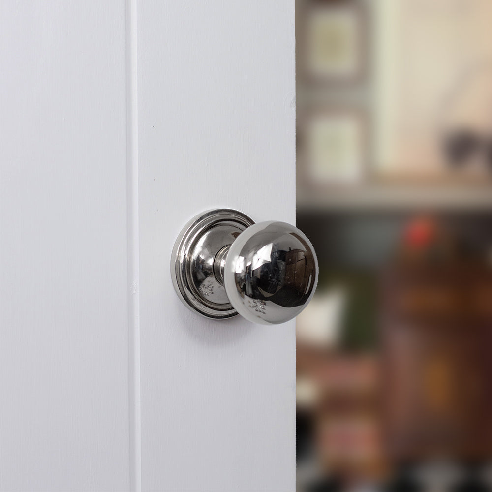 Old English Harrogate Solid Brass Mushroom Mortice Knob on Concealed Fix Rose