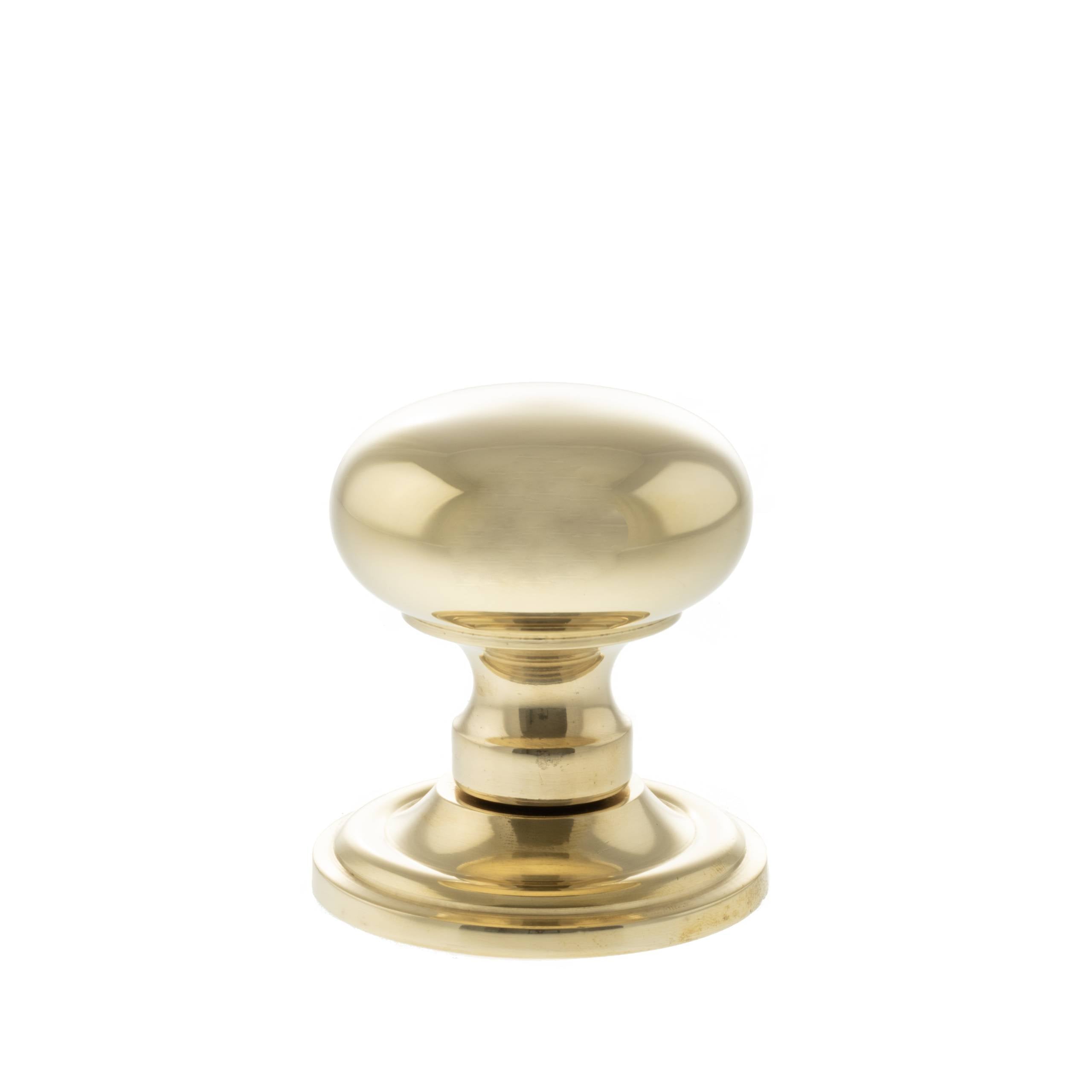 Old English Harrogate Solid Brass Mushroom Mortice Knob on Concealed Fix Rose