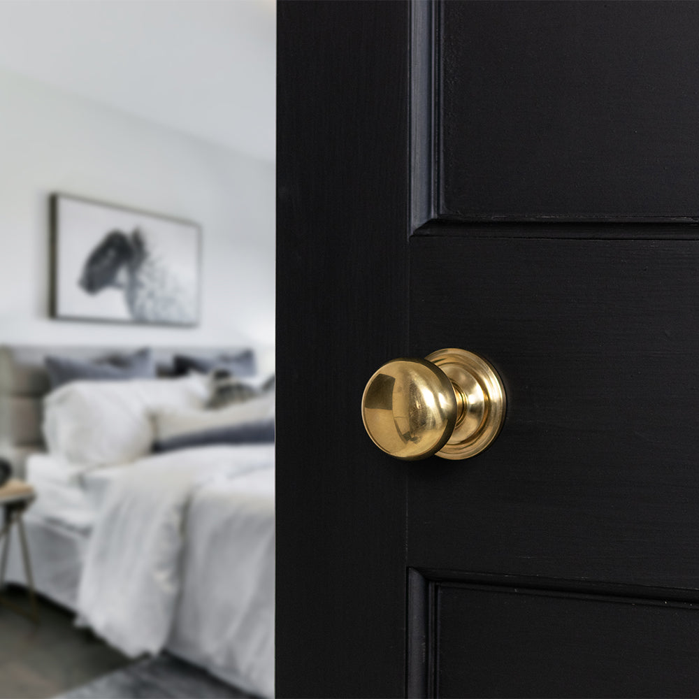 Old English Harrogate Solid Brass Mushroom Mortice Knob on Concealed Fix Rose