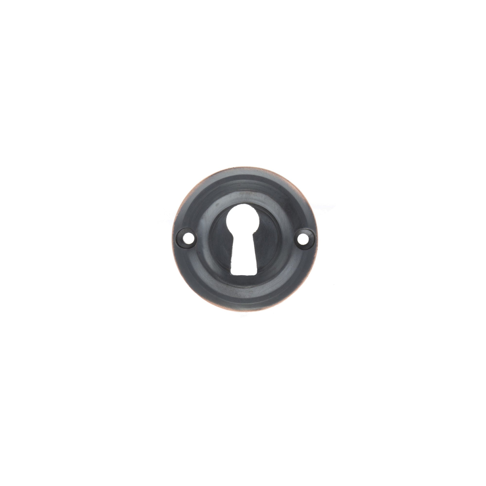 Old English Solid Brass Open Key Hole Escutcheons - Antique Copper