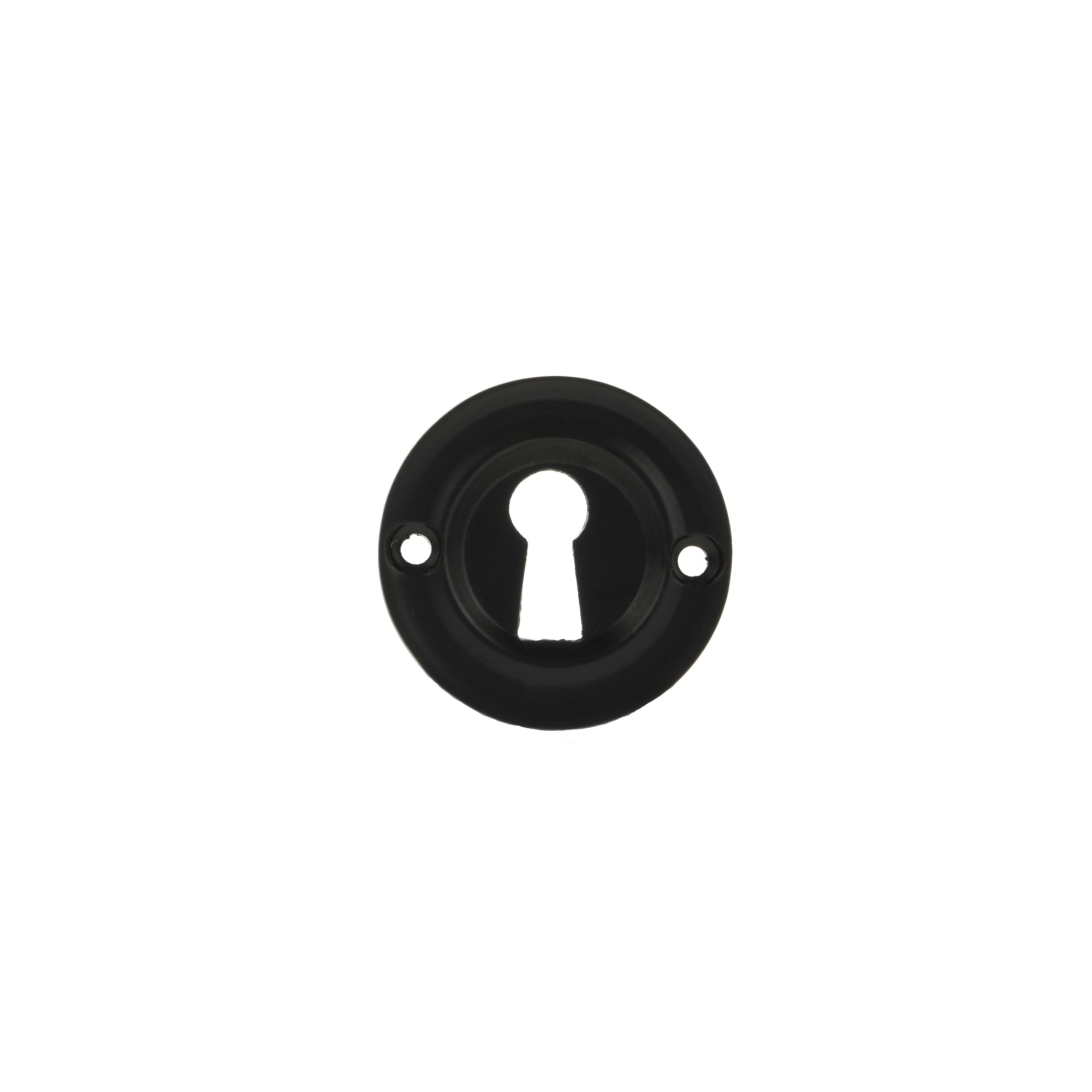 Old English Solid Brass Open Key Hole Escutcheons - Matt Black