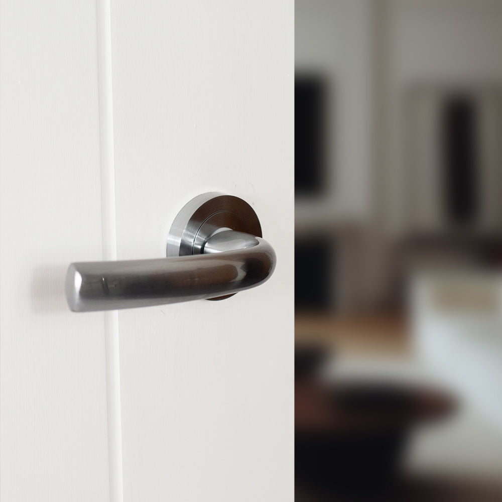 STATUS Nevada Lever Door Handle on Round Rose
