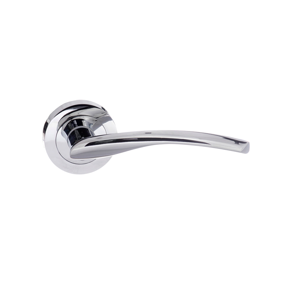 STATUS Arizona Lever Door Handle on Round Rose - Polished Chrome