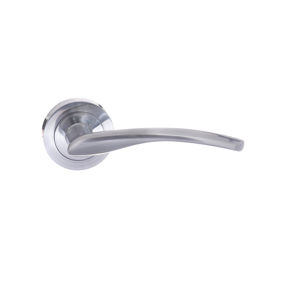 STATUS Arizona Lever Door Handle on Round Rose - Satin Chrome