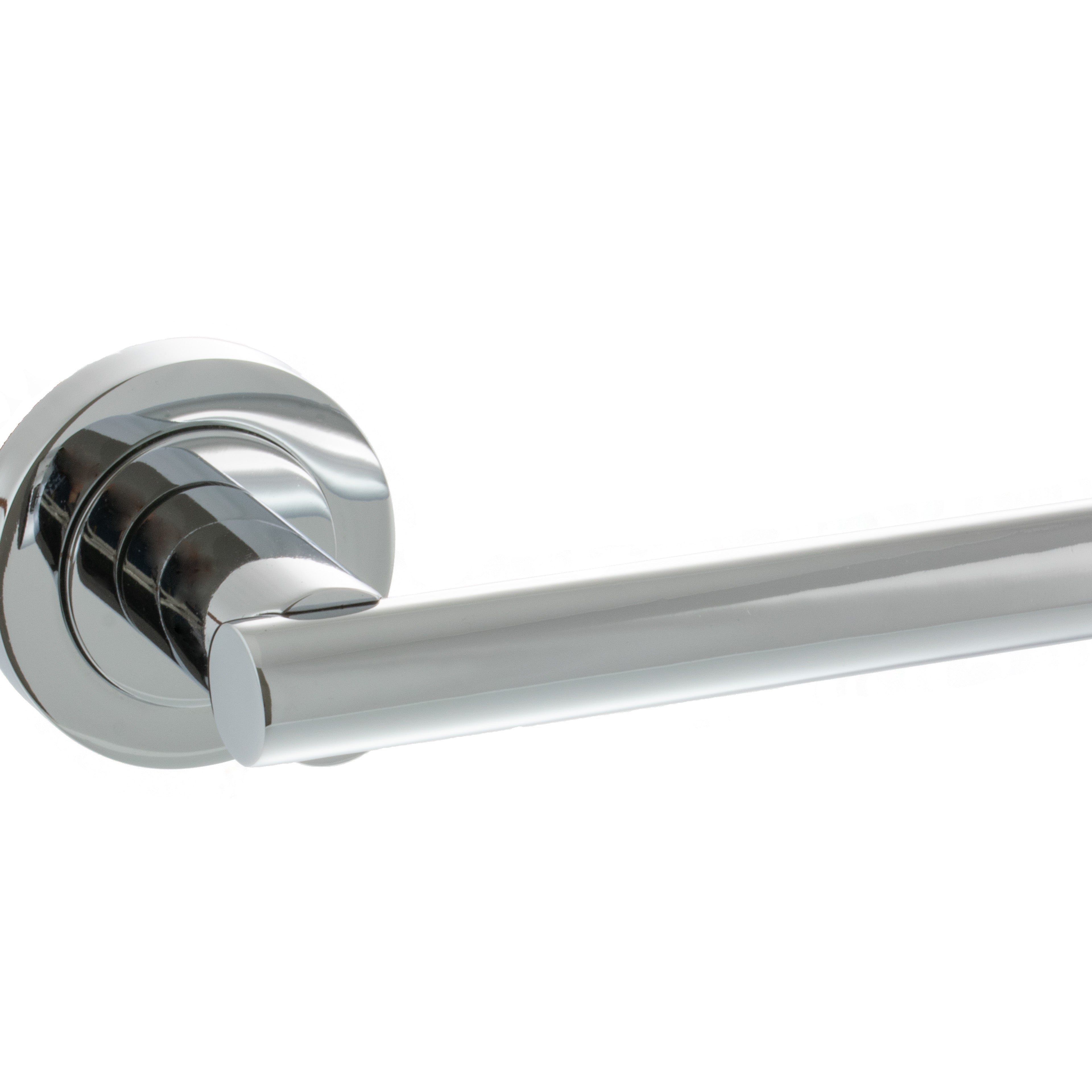 STATUS Nebraska Lever Door Handle on Round Rose - Polished Chrome