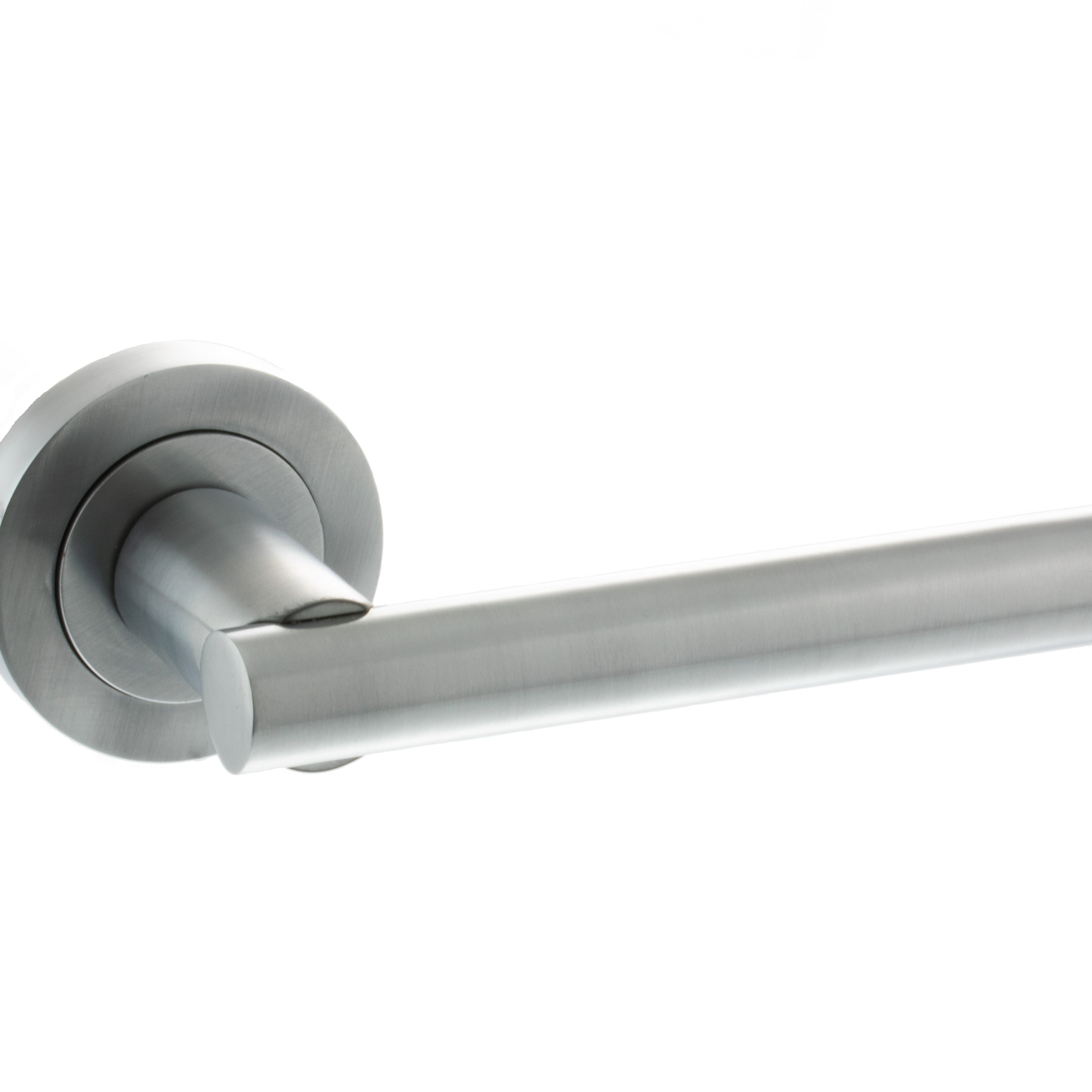 STATUS Nebraska Lever Door Handle on Round Rose - Satin Chrome