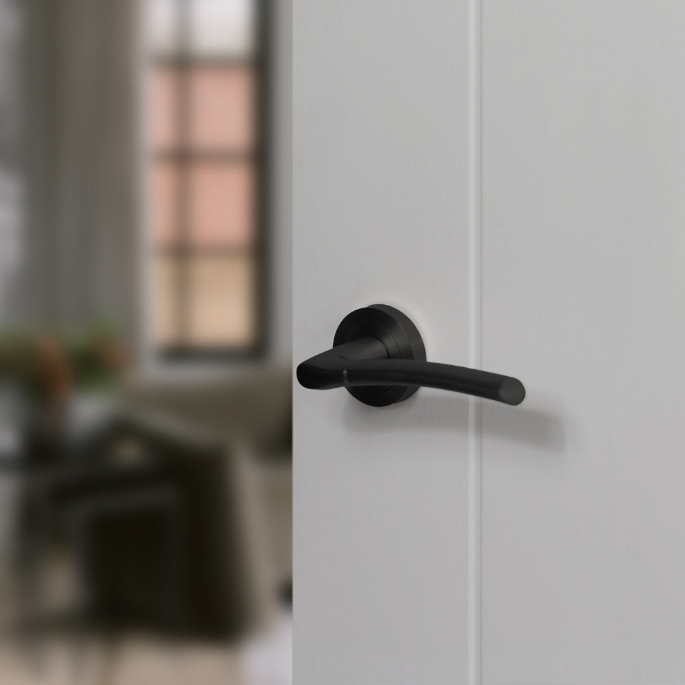 STATUS Indiana Lever Door Handle on Round Rose