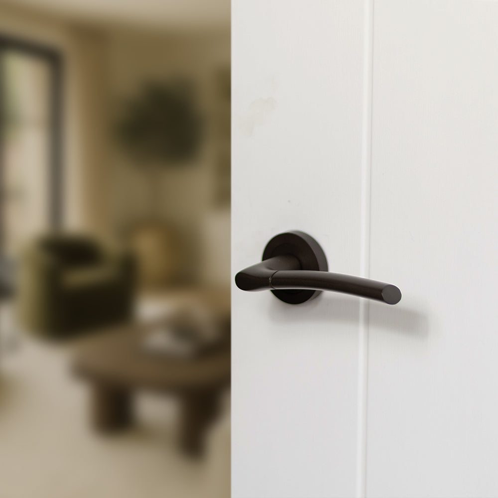 STATUS Indiana Lever Door Handle on Round Rose