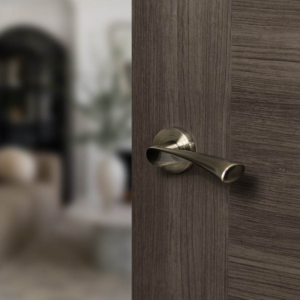 STATUS Colorado Lever Door Handle on Round Rose