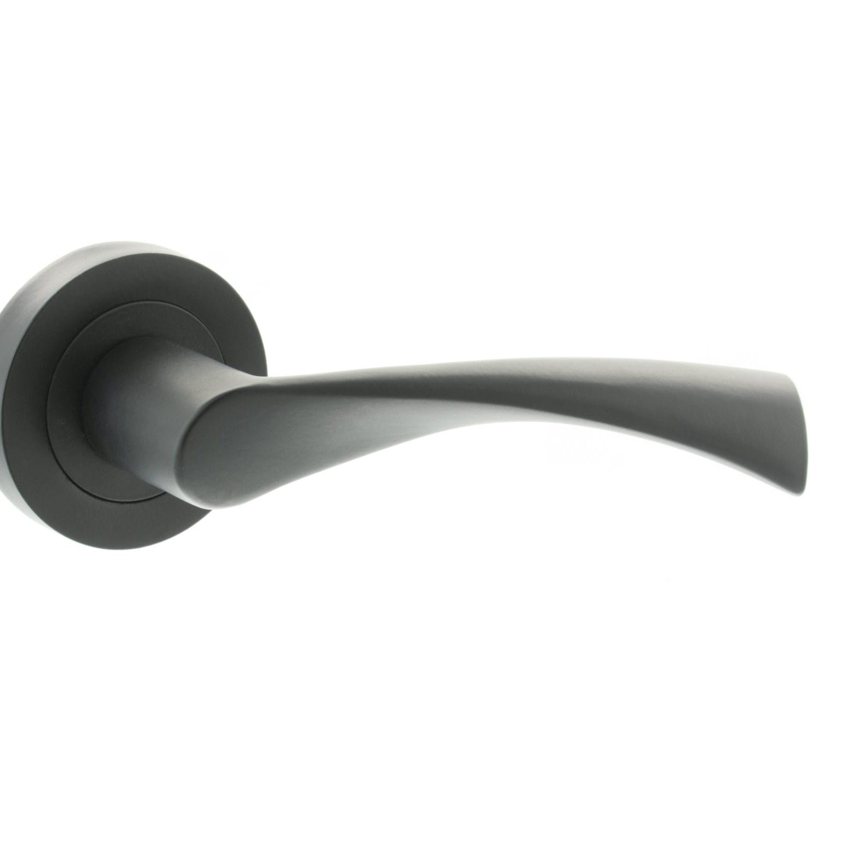 STATUS Colorado Lever Door Handle on Round Rose - Matt Black