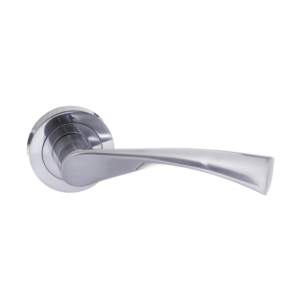 STATUS Colorado Lever Door Handle on Round Rose - Satin Chrome