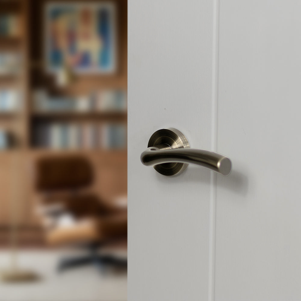 STATUS Texas Lever Door Handle on Round Rose