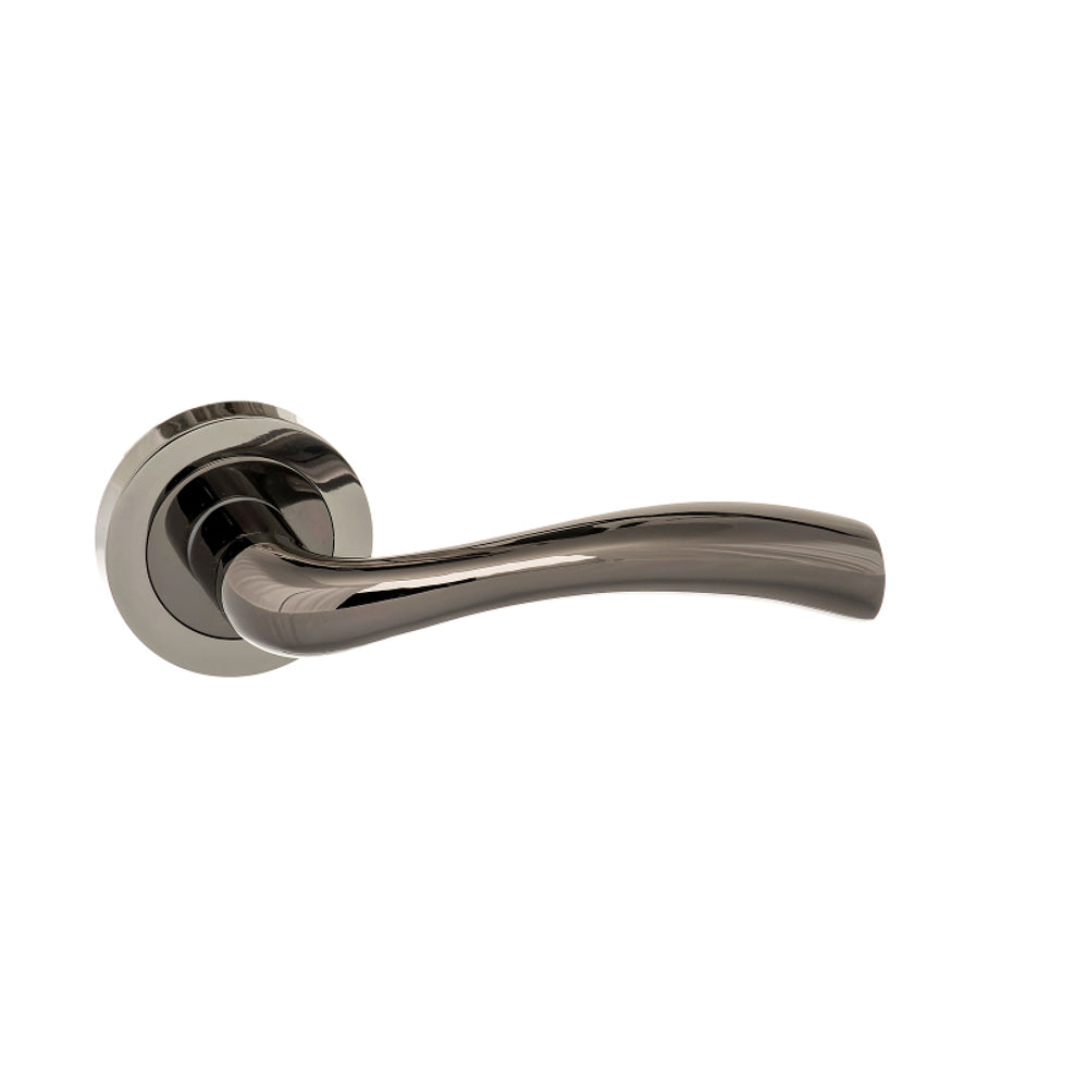STATUS Texas Lever Door Handle on Round Rose - Black Nickel