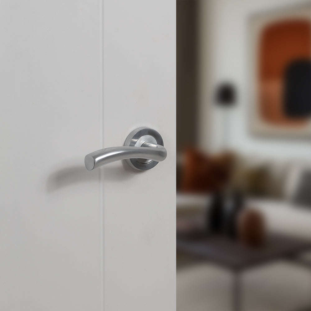STATUS Texas Lever Door Handle on Round Rose